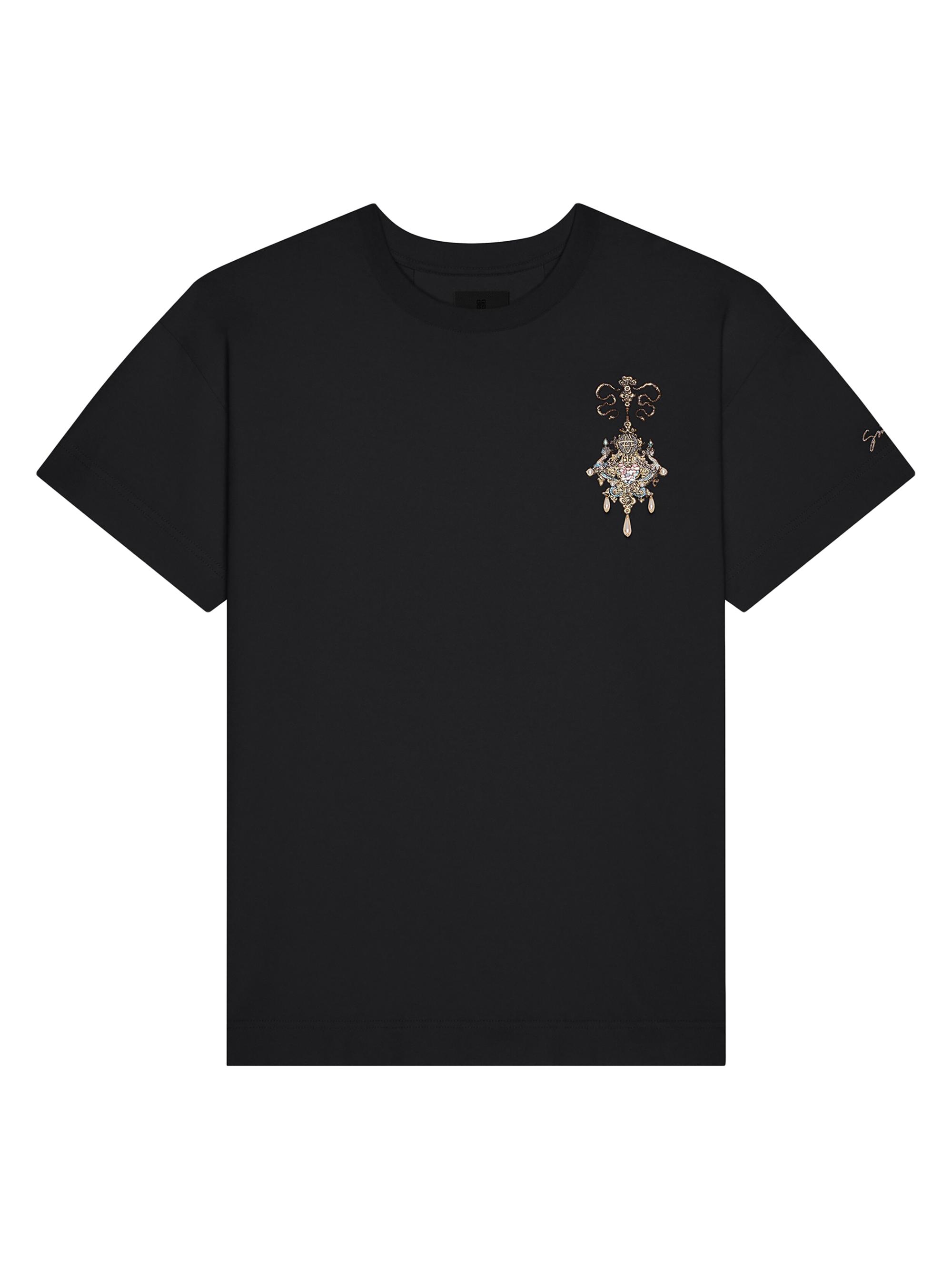Givenchy Men's Embroidered Chandelier T-Shirt - Black