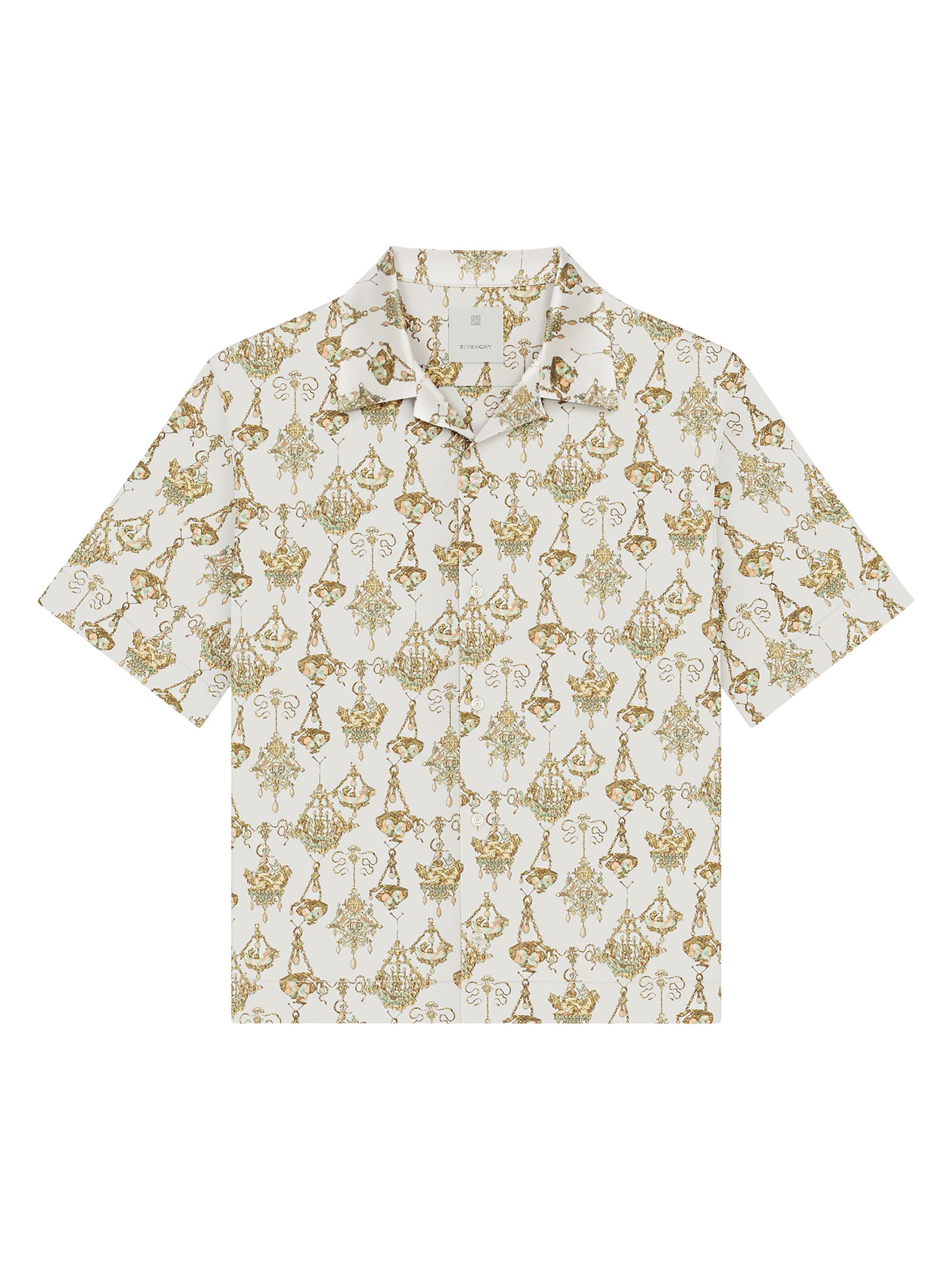 Givenchy Men's Printed Chandelier Shirt in Silk - Cream Ochre