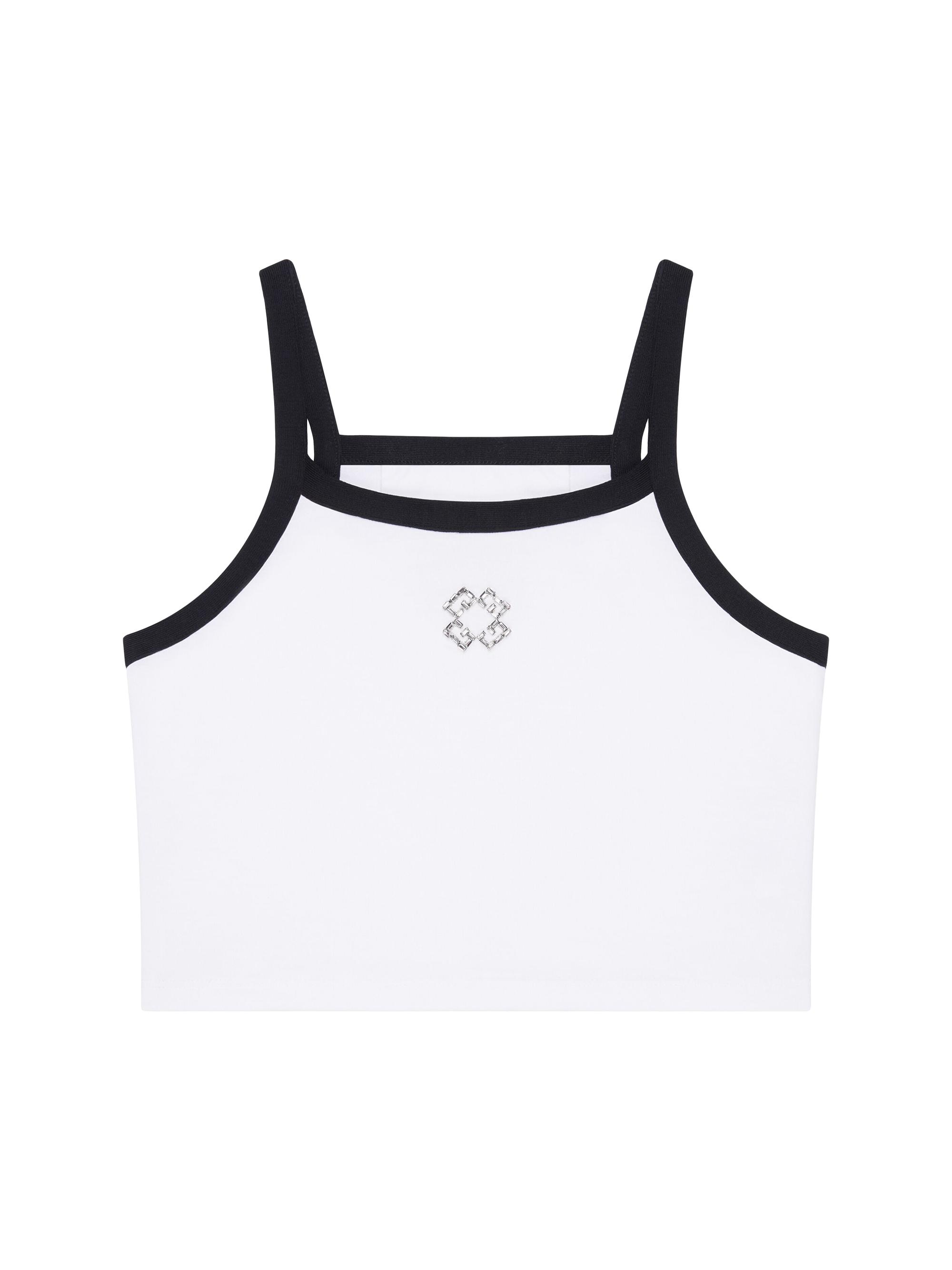 Givenchy Women's Cropped Tank Top in Cotton and Crystals - White