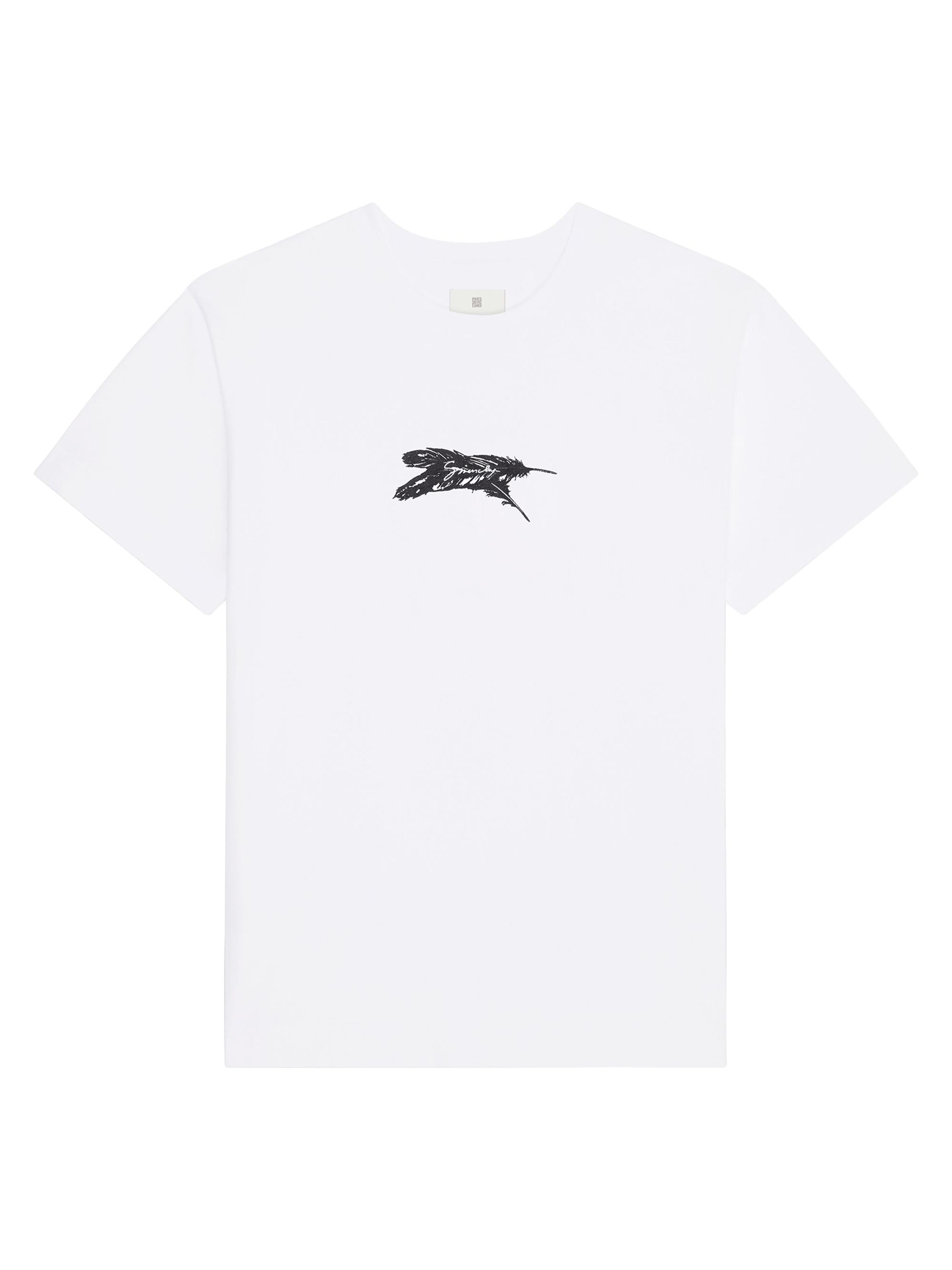 Givenchy Men's Feather Print T-Shirt in Cotton - White