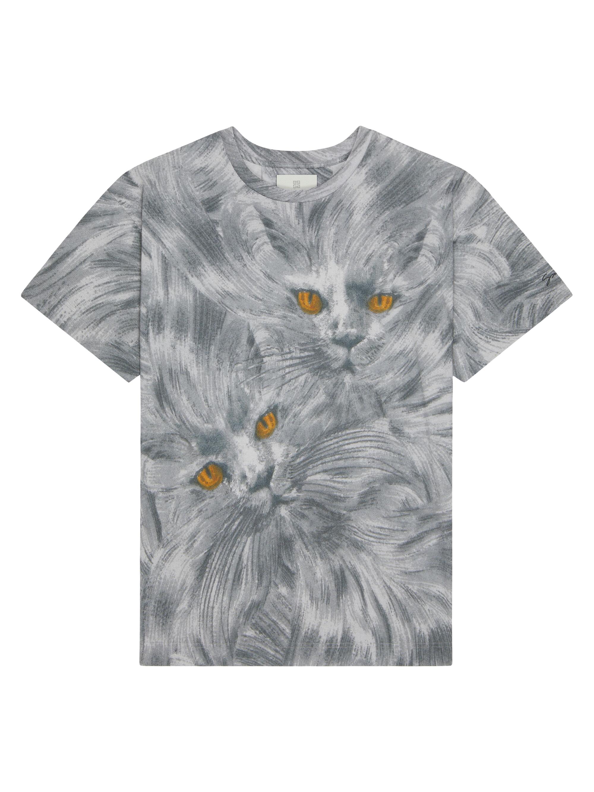 Givenchy Men's Printed Cat T-Shirt in Cotton - Multicolored