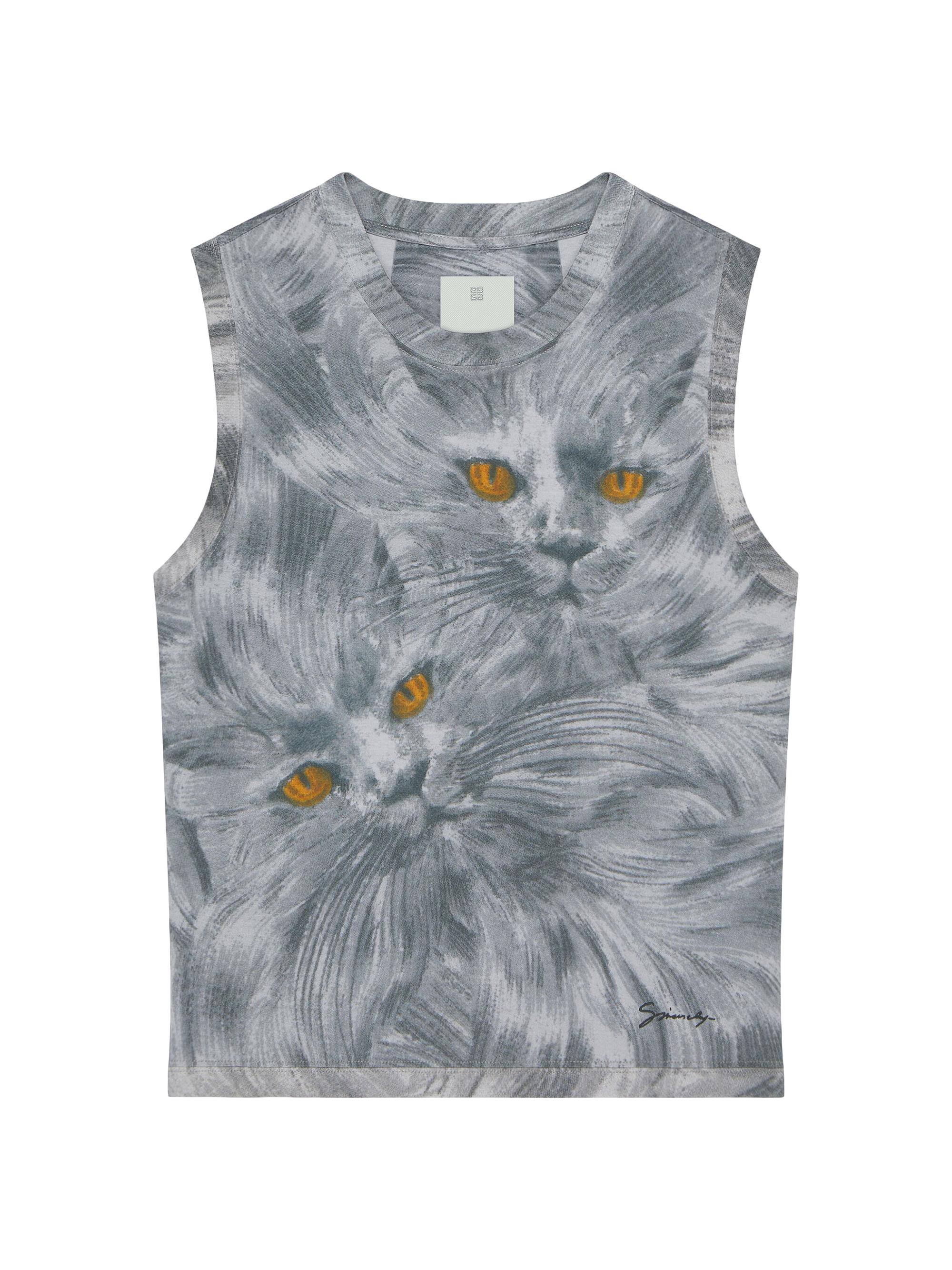 Givenchy Men's Printed Cat Tank Top in Cotton - Multicolored