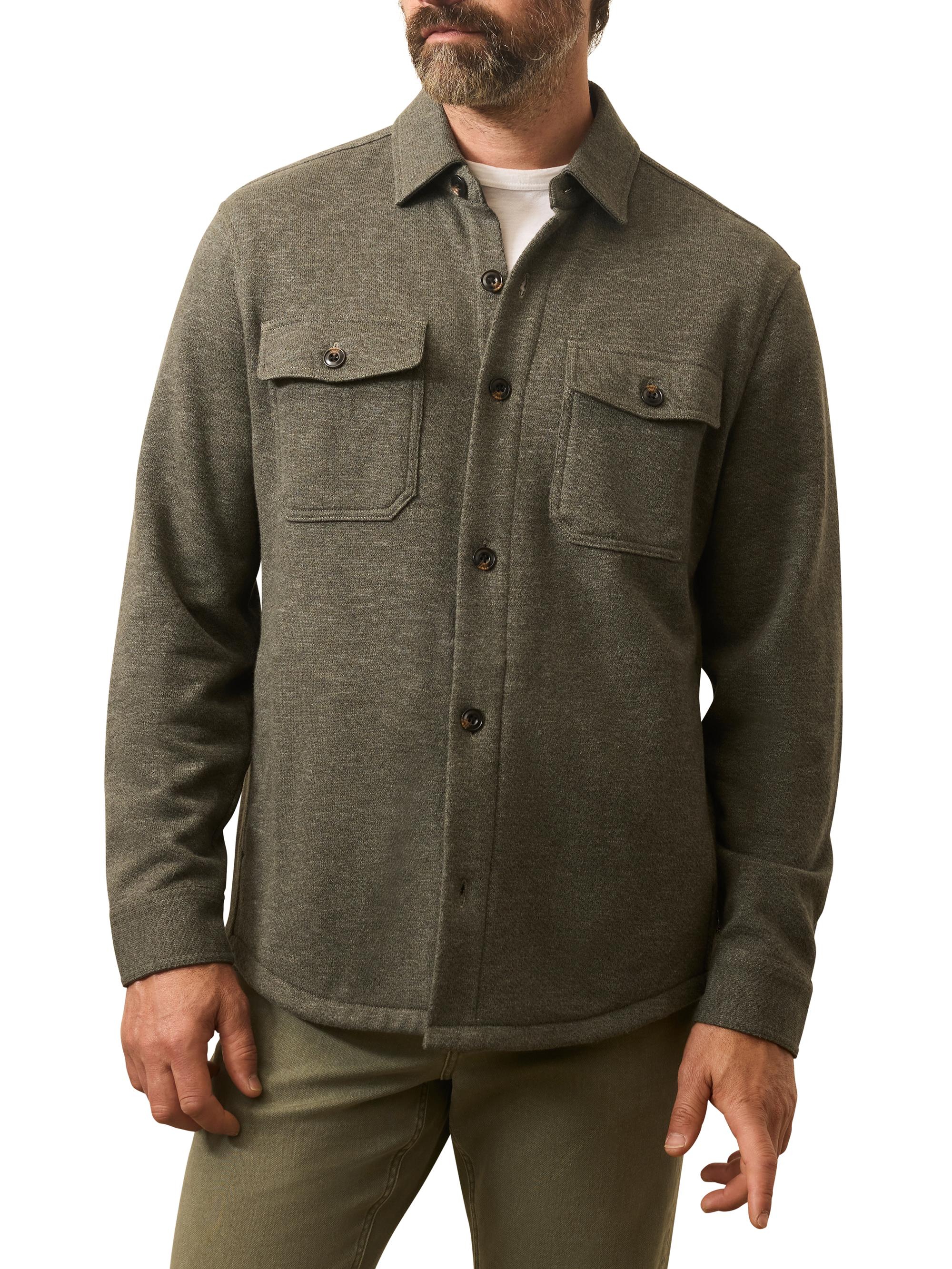 Faherty Brand Men's Cotton-Blend Knit Button-Front Shirt - Olive Leaf Melange
