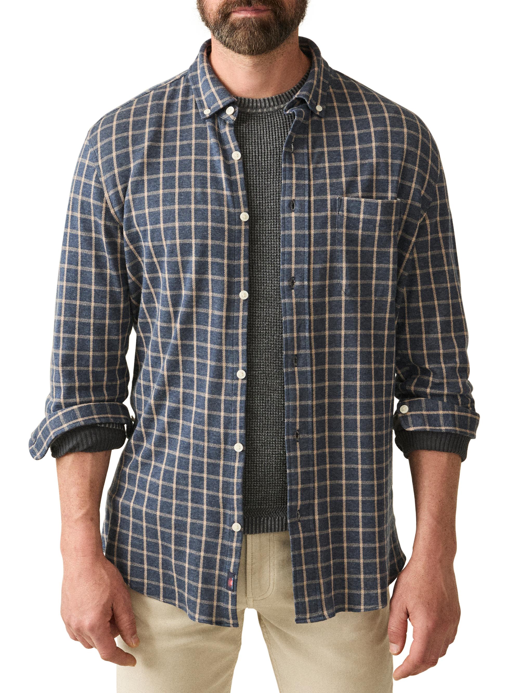 Faherty Brand Men's Checked Cotton-Blend Button-Front Shirt - Twilight Check