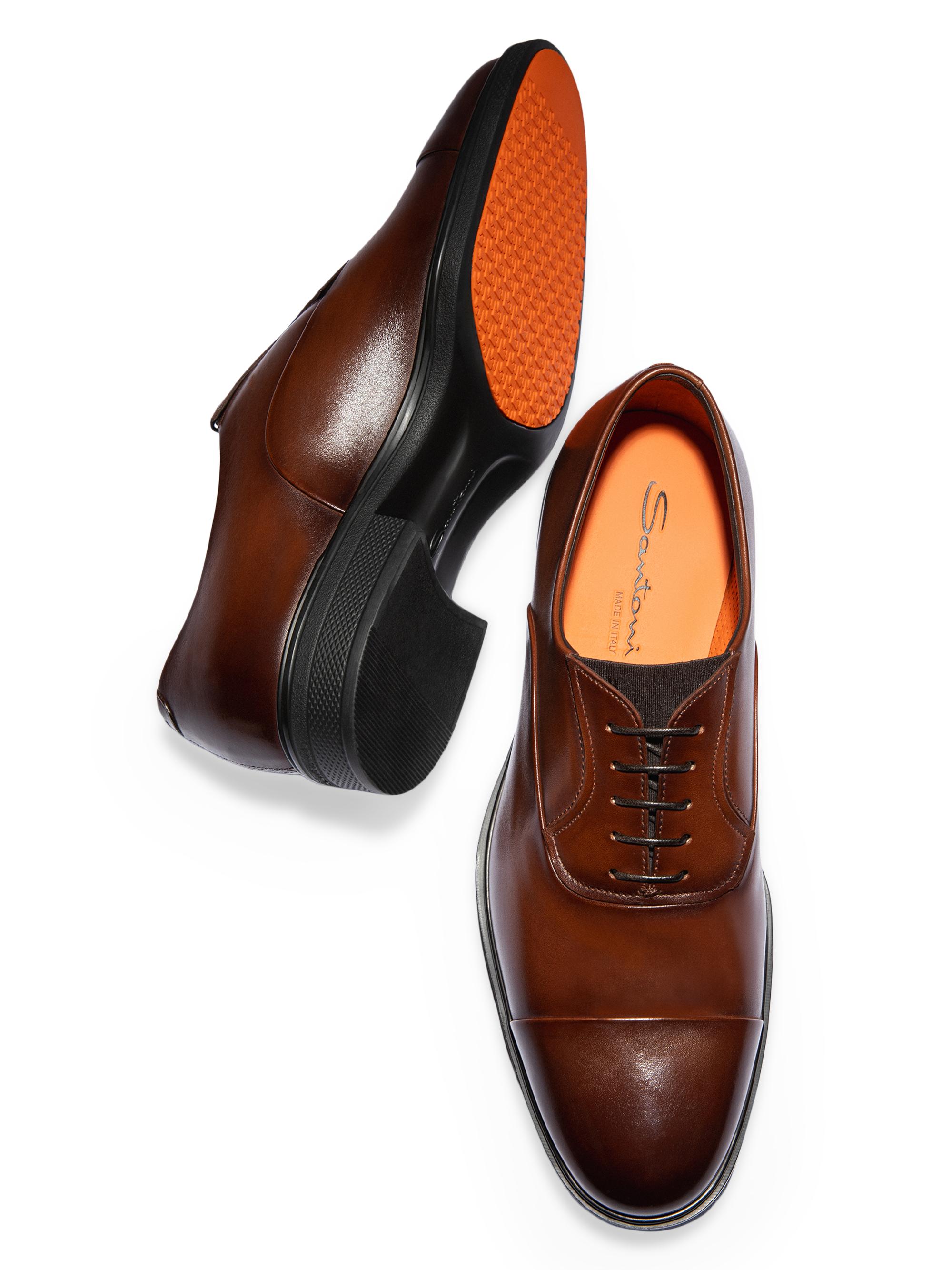サントーニ　ベロア Santoni Leather Cap-Toe Derby Shoes | Saks Fifth Avenue