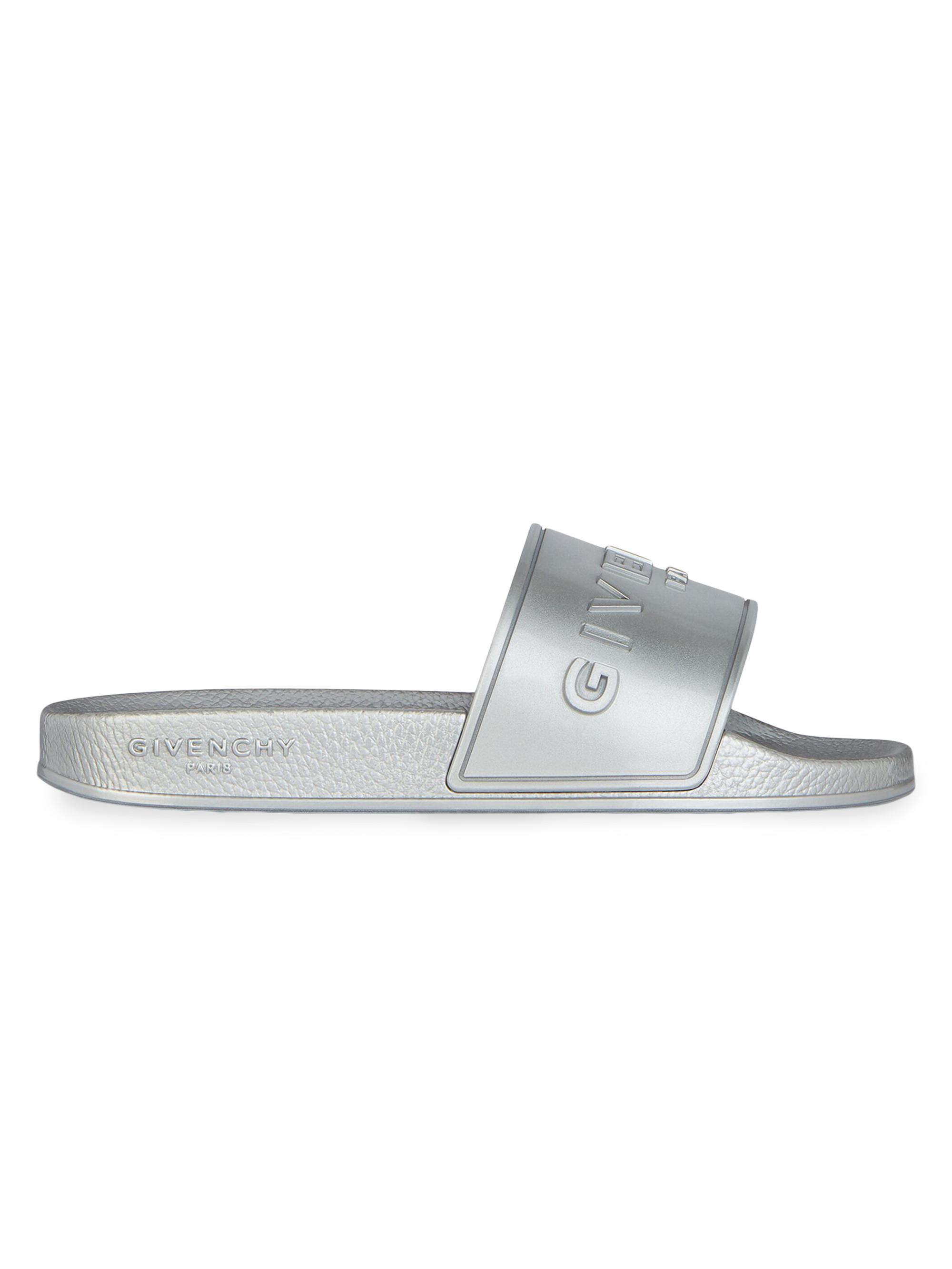 Givenchy Women's Slide Flat Sandals in Rubber - Silvery