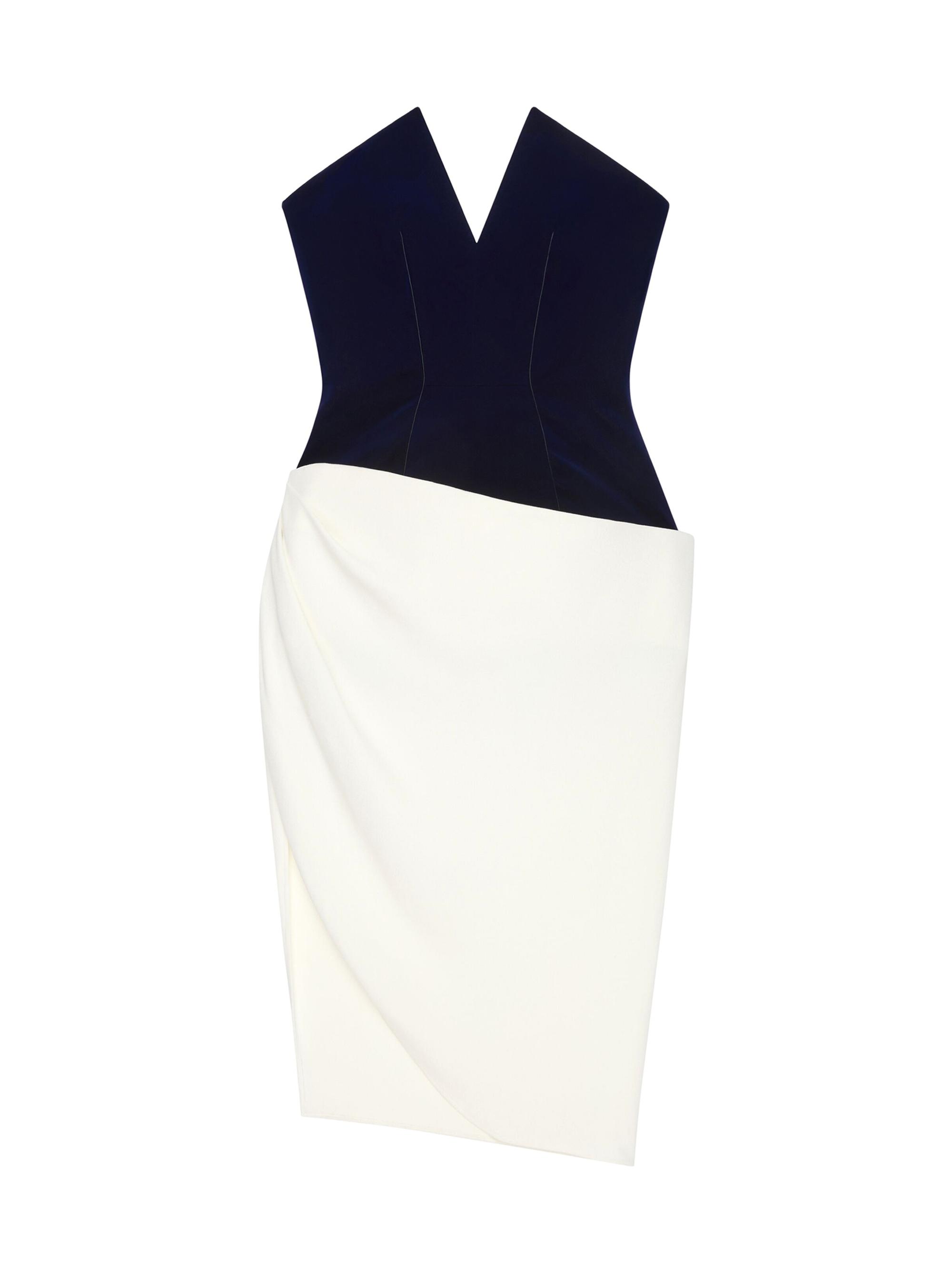 Givenchy Women's Bi-Material Bustier Asymmetric Dress - Dark Navy