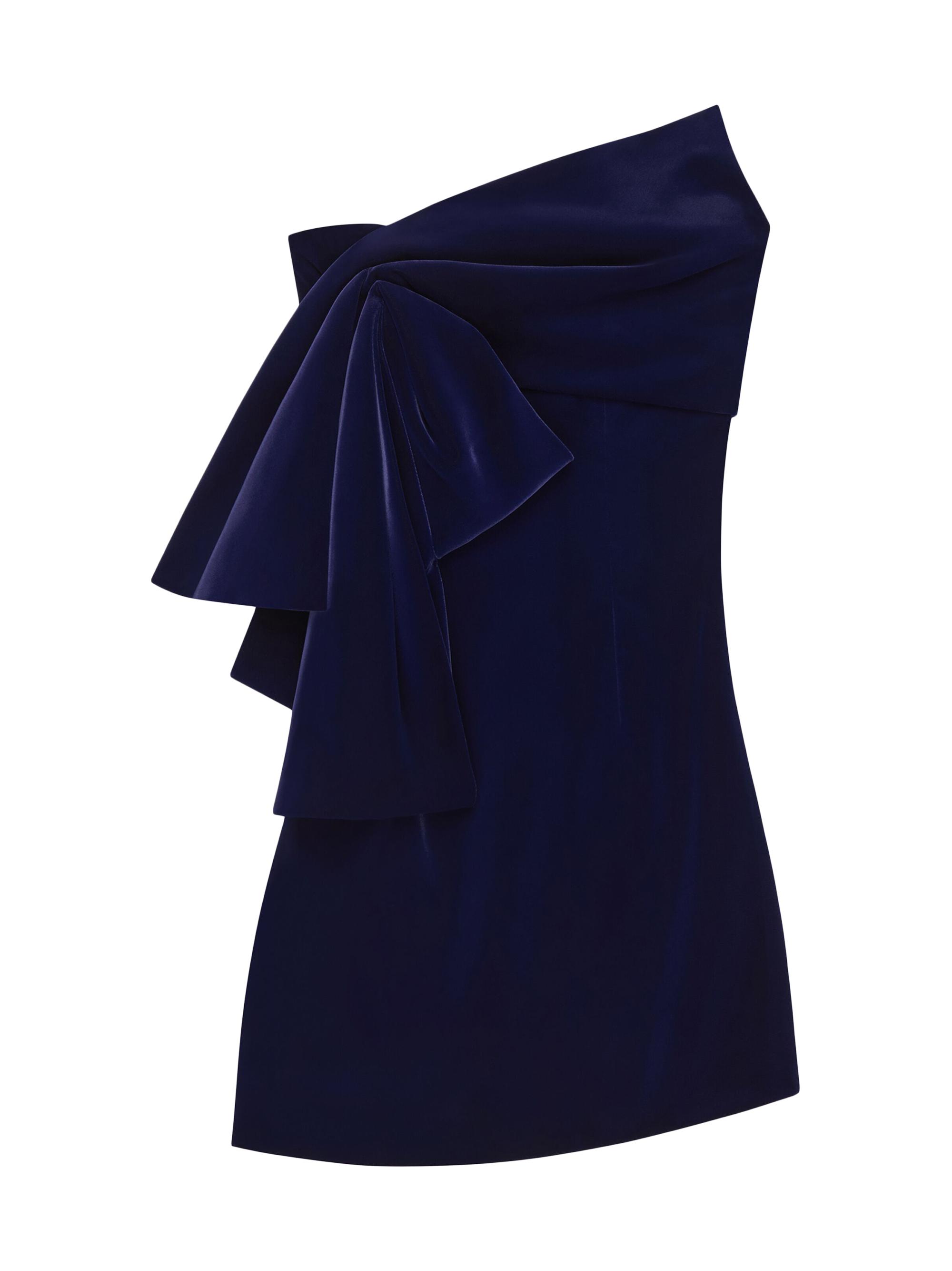 Givenchy Women's Bustier Dress in Velvet with Oversized Bow - Dark Navy