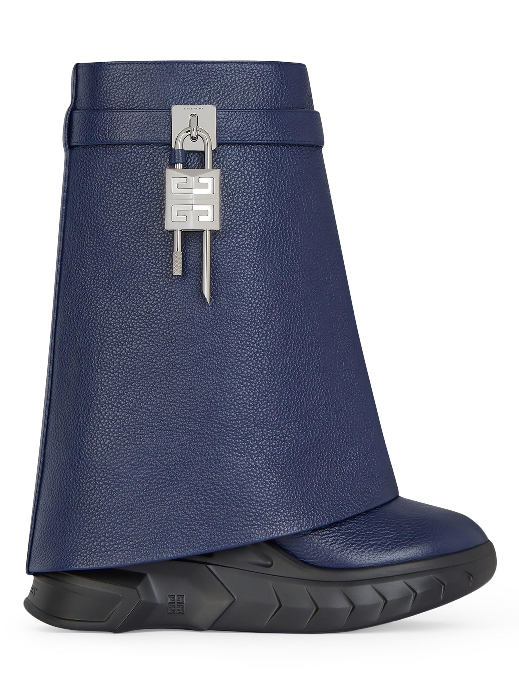 Givenchy Women's Shark Lock Biker Ankle Boots in Grained Leather - Petrol Blue