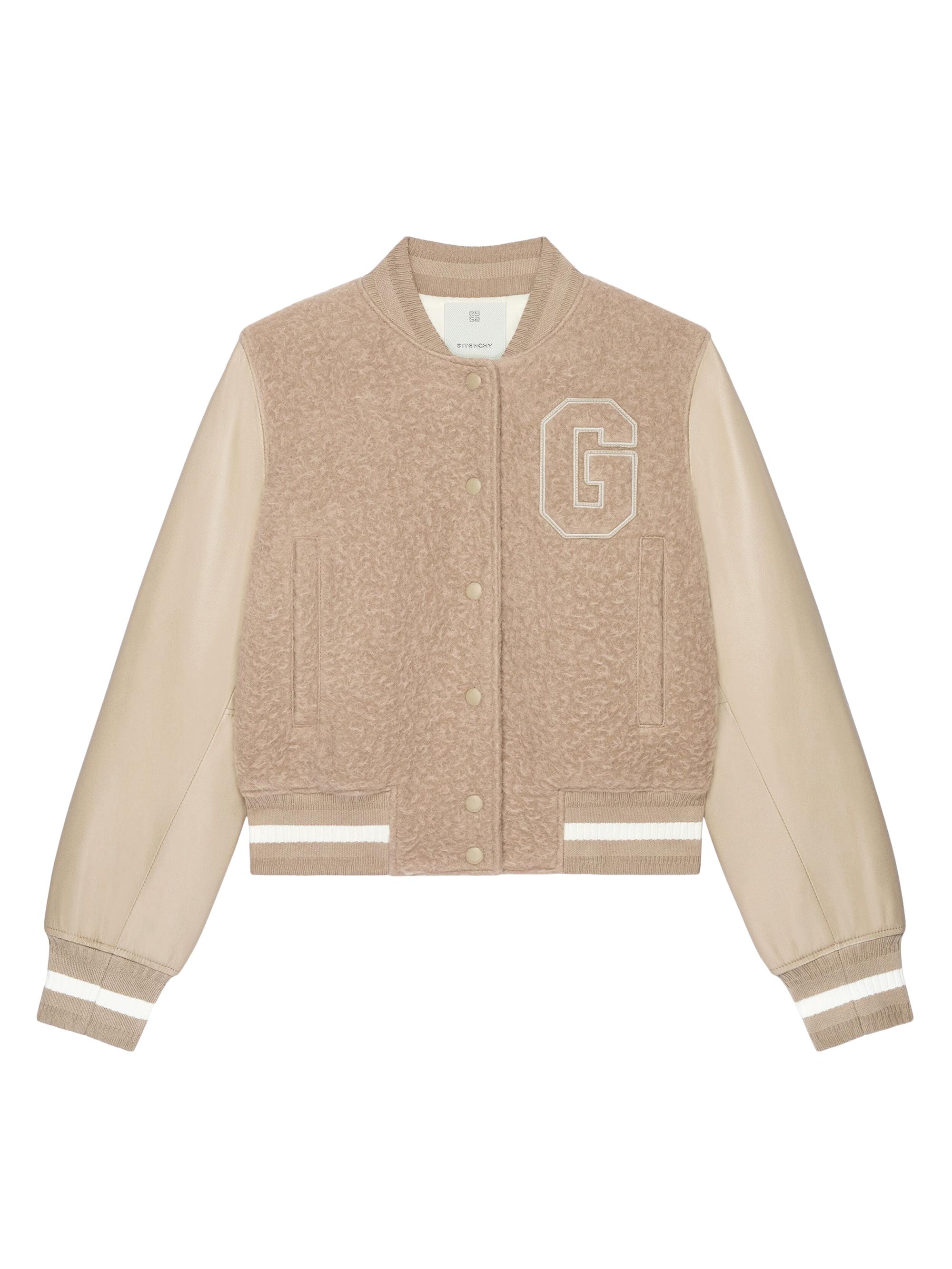 Givenchy Women's Alpaca Bouclette Wool & Leather Varsity Jacket - Pumice Beige