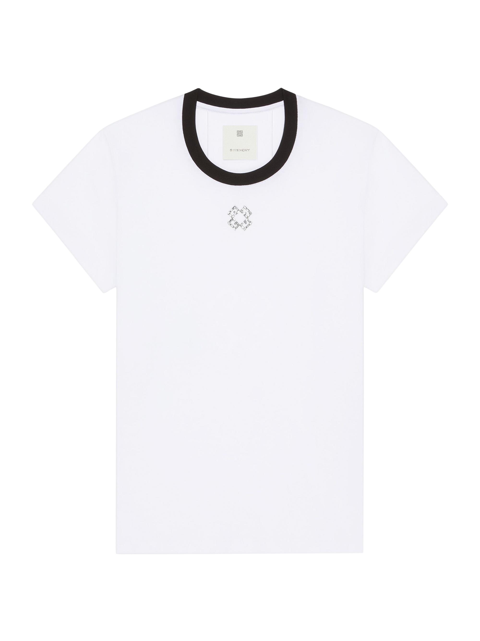 Givenchy Women's Slim Fit T-Shirt in Cotton and Crystals - White