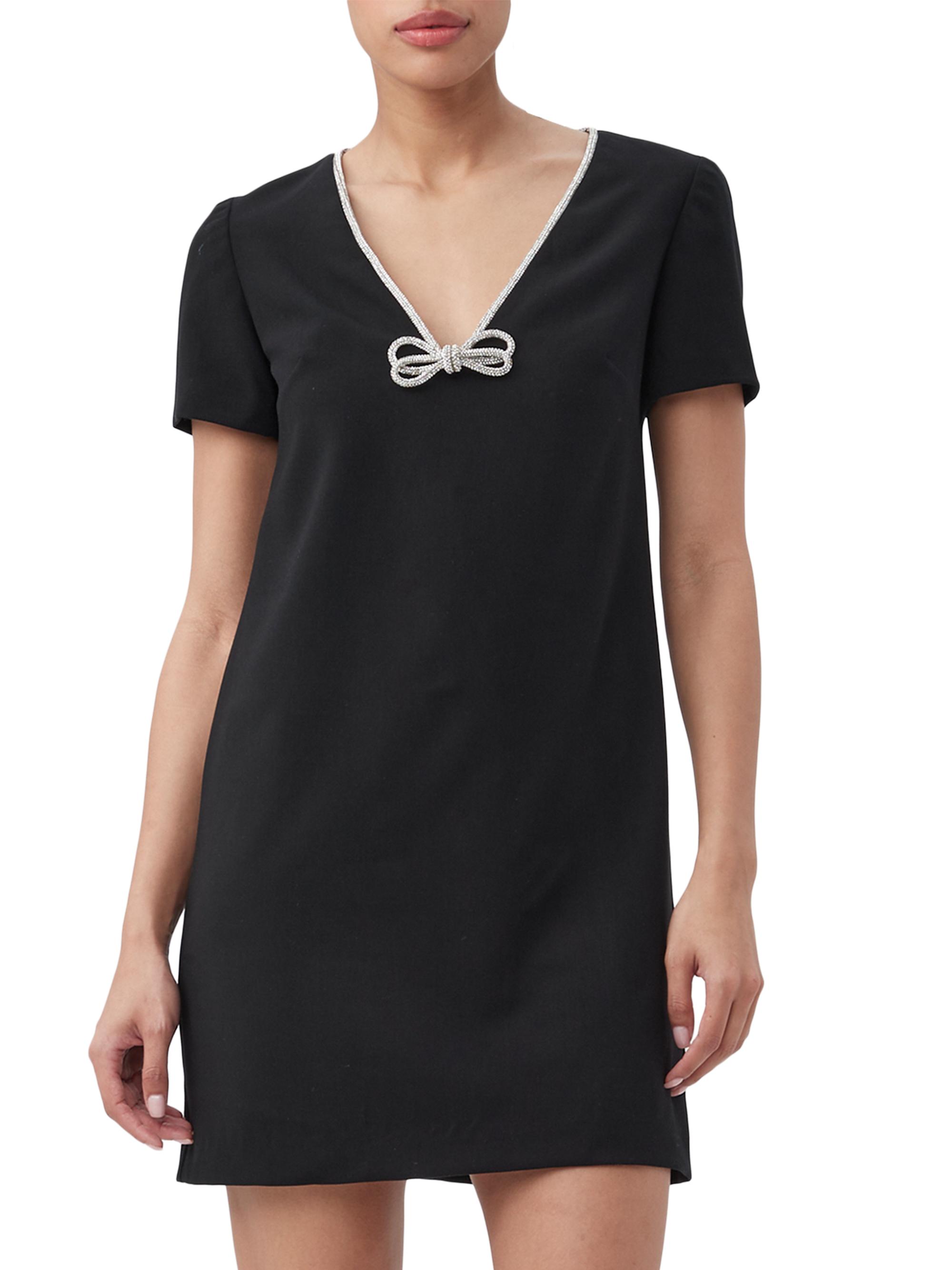 Trina Turk Women's Obelle Rhinestone-Trim Short-Sleeve Minidress - Black
