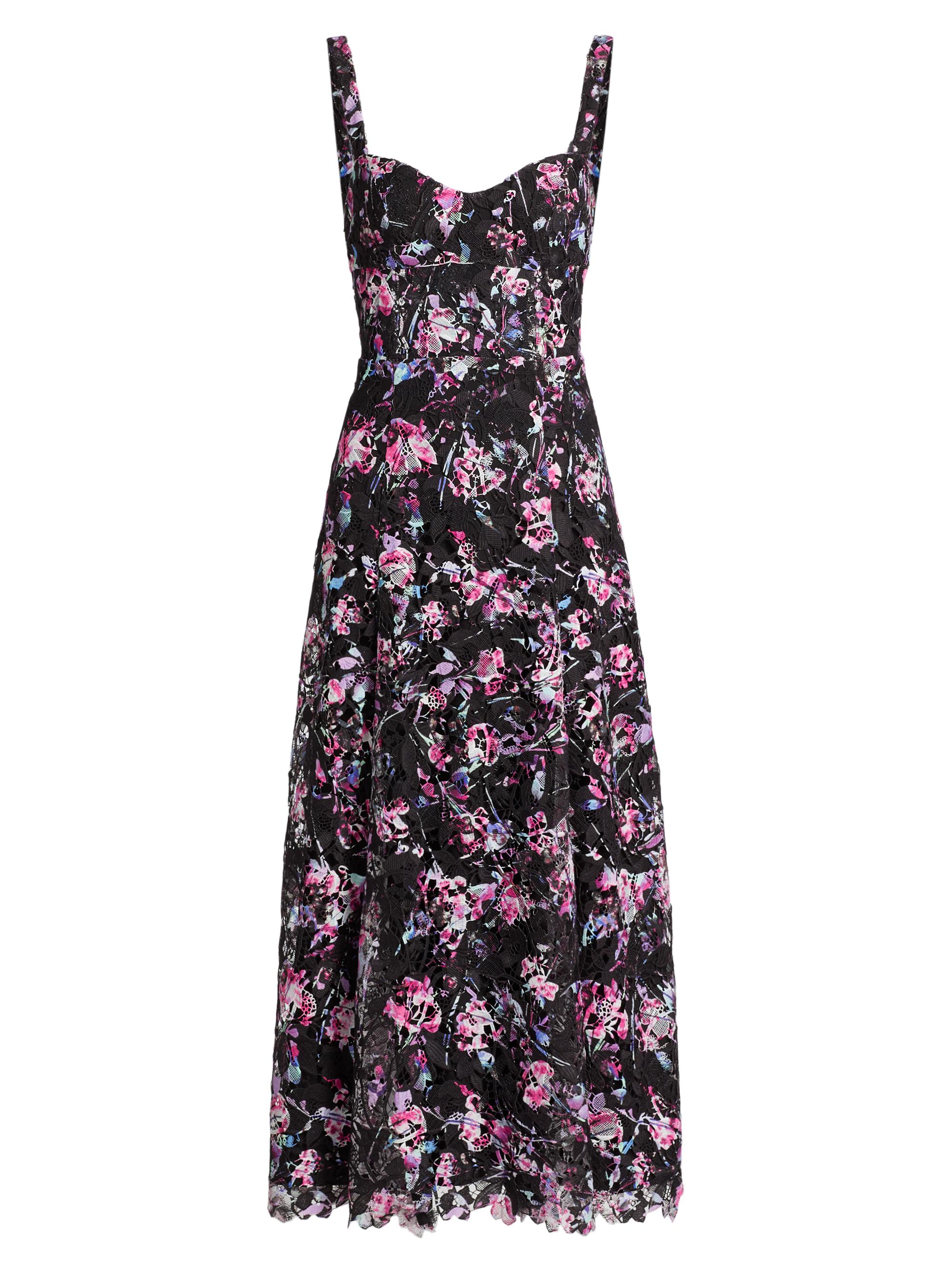 ML Monique Lhuillier Manon Floral Lace Midi-Dress Saks Fifth