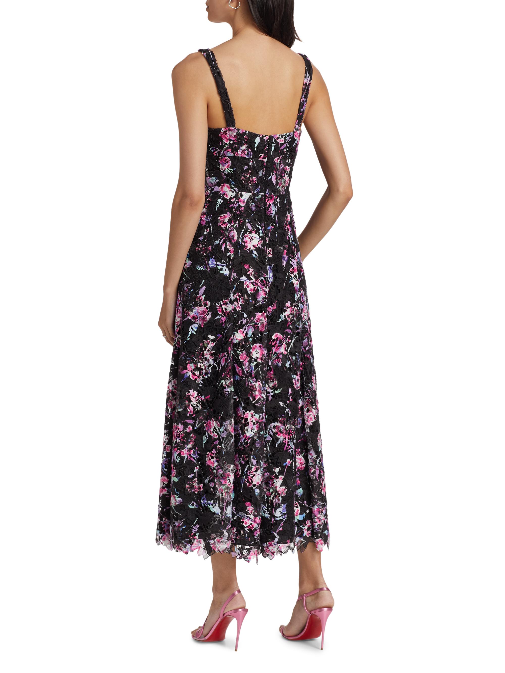 ML Monique Lhuillier Manon Floral Lace Midi-Dress | Saks Fifth Avenue