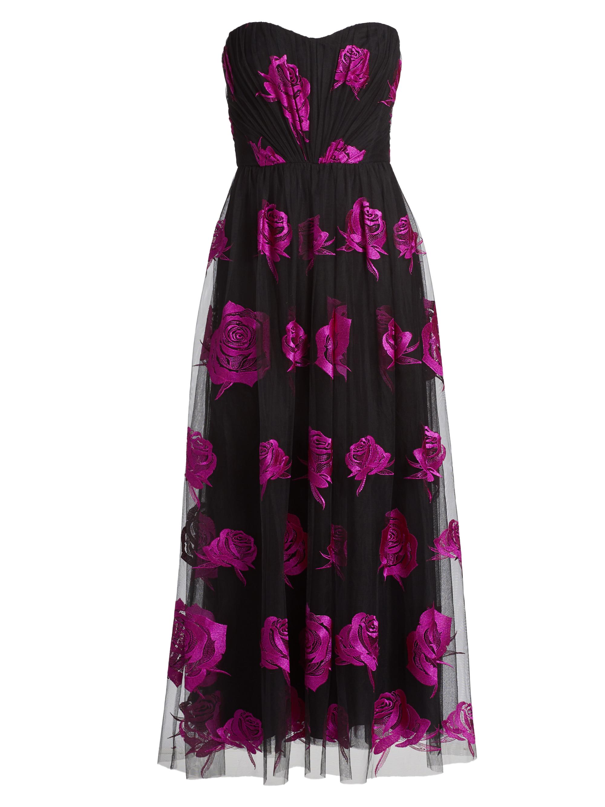 ML Monique Lhuillier Perle Floral Tulle Strapless Maxi Dress Saks