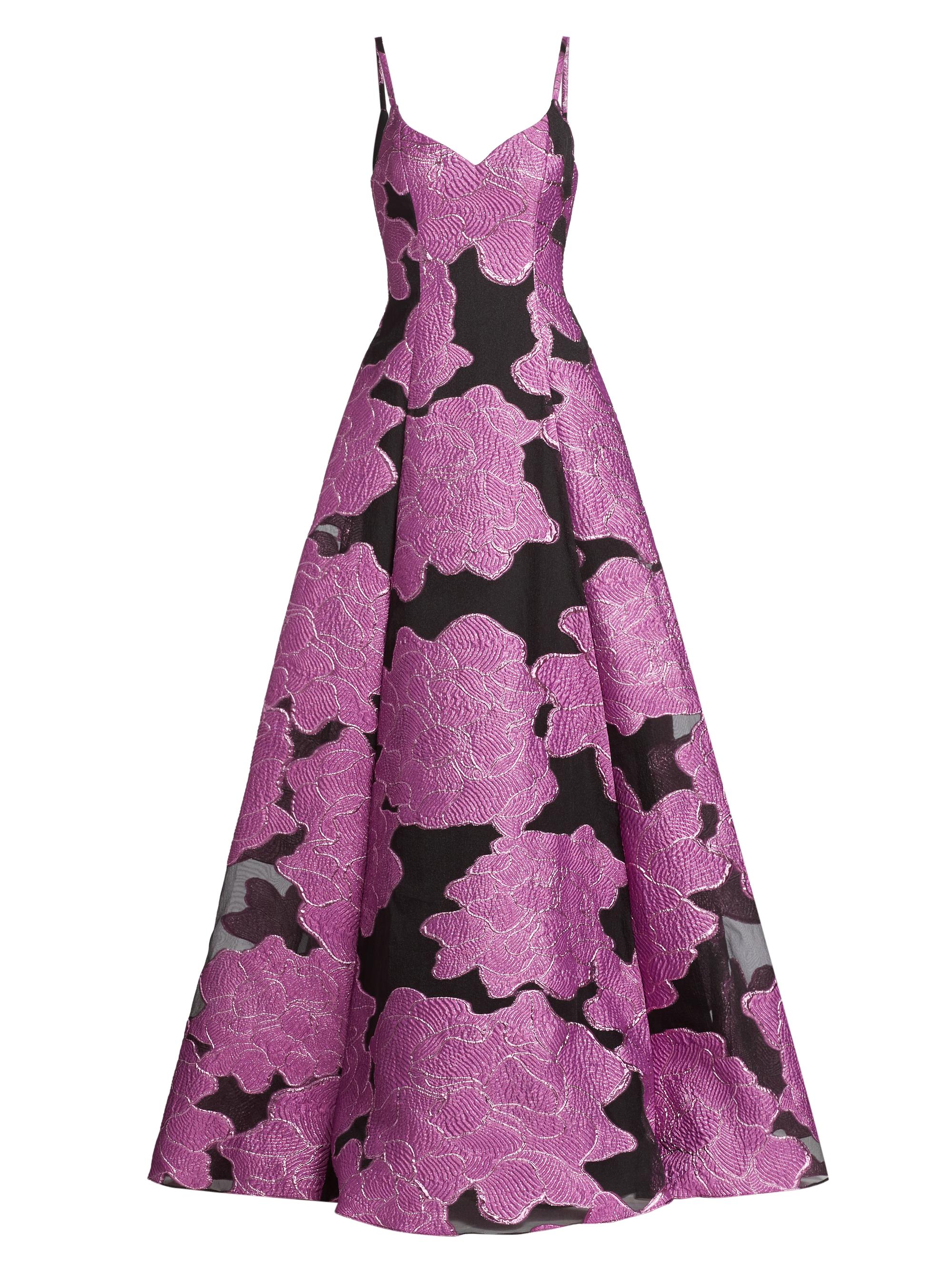 white christmas dresses Metallic Floral Draped Gown 6 / Metallic Multi