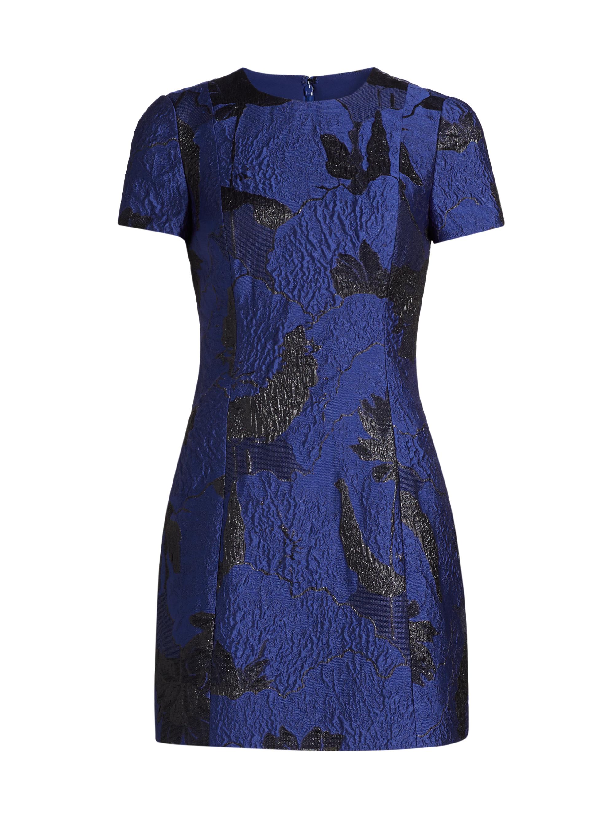 ML Monique Lhuillier Women's Liana Floral Jacquard Minidress - Marine Black