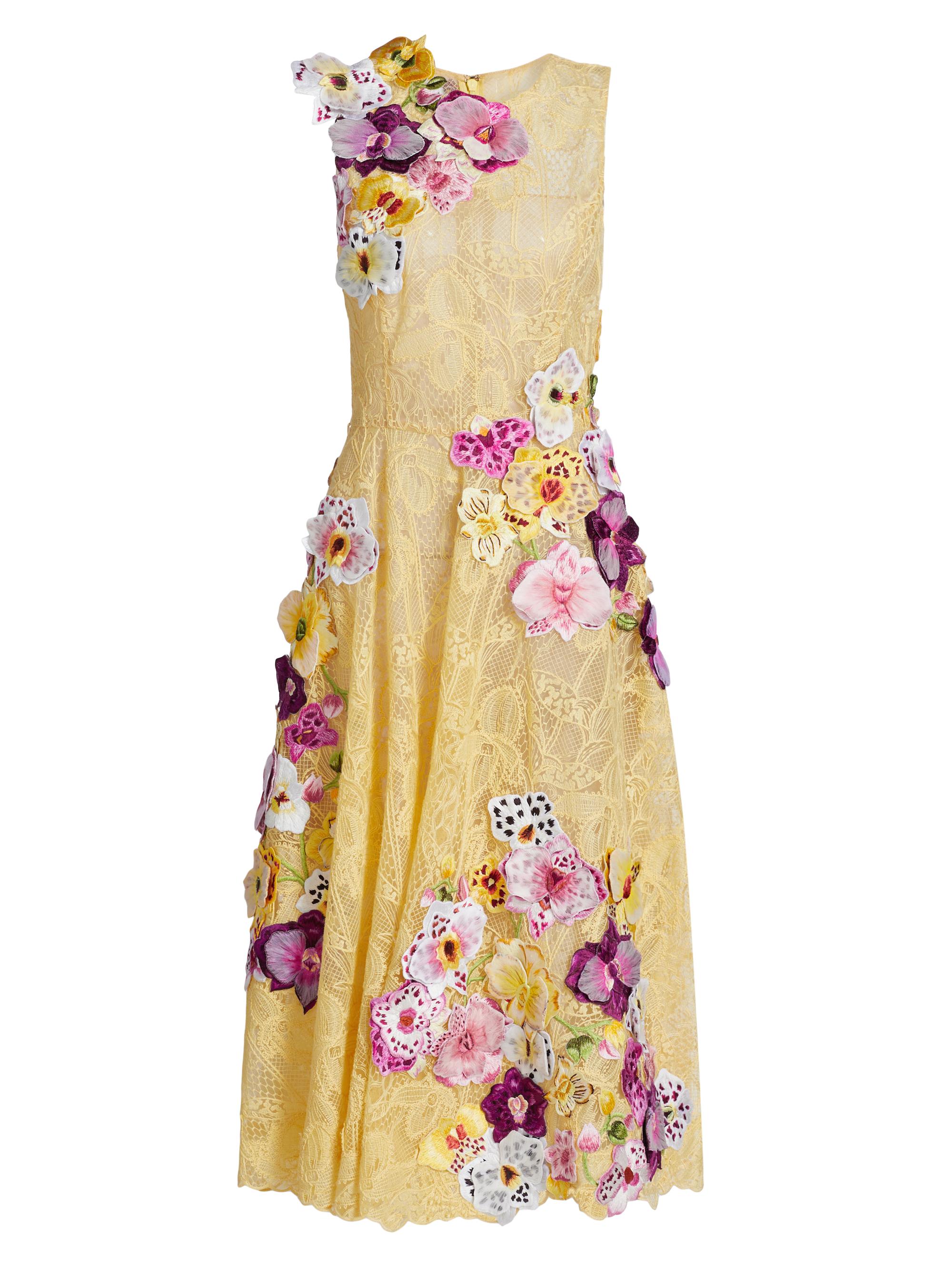 Oscar de la Renta Orchid Threadwork Lace Cocktail Dress | Saks