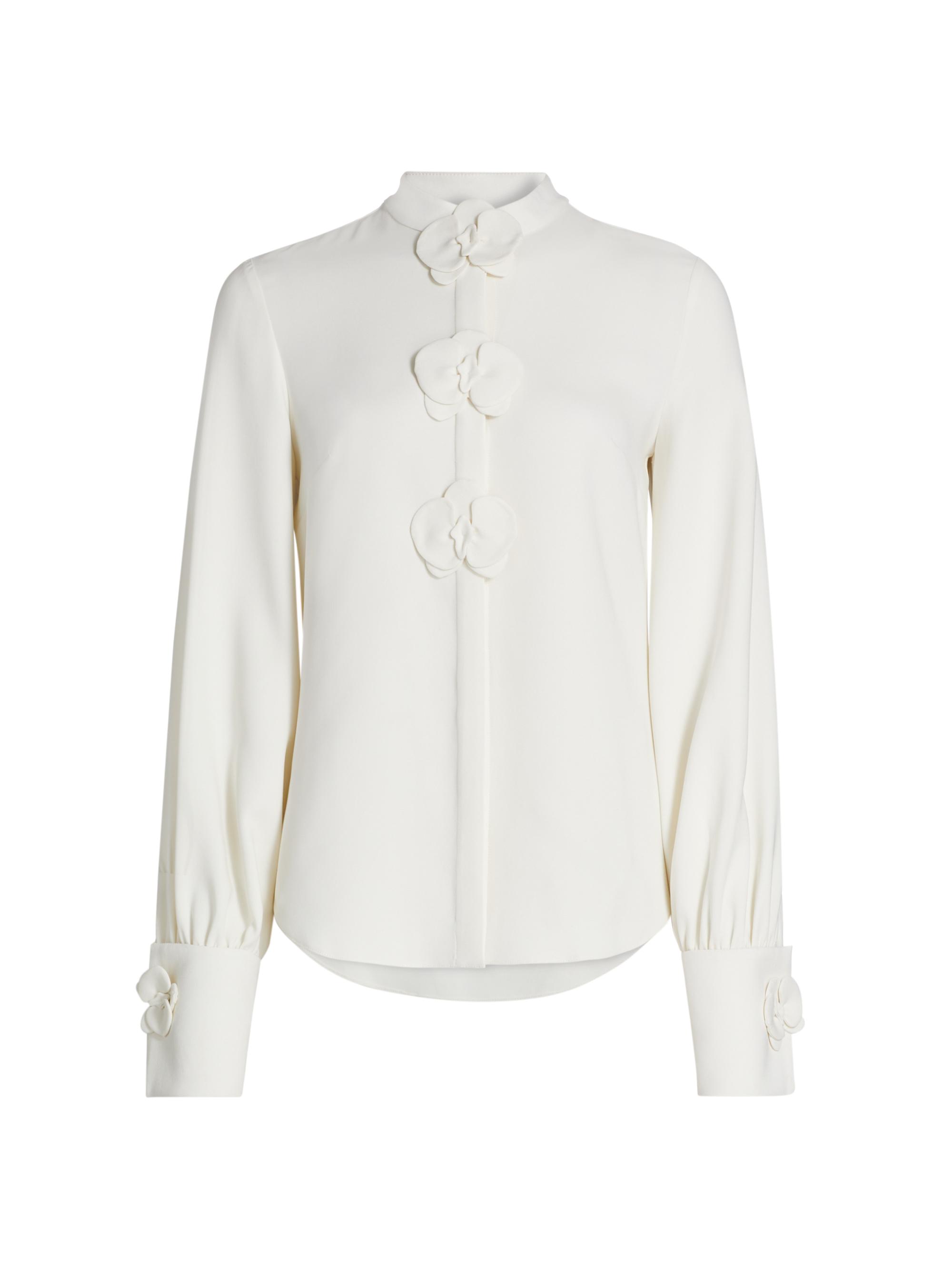 Oscar de la Renta Women's Orchid Button Georgette Blouse -