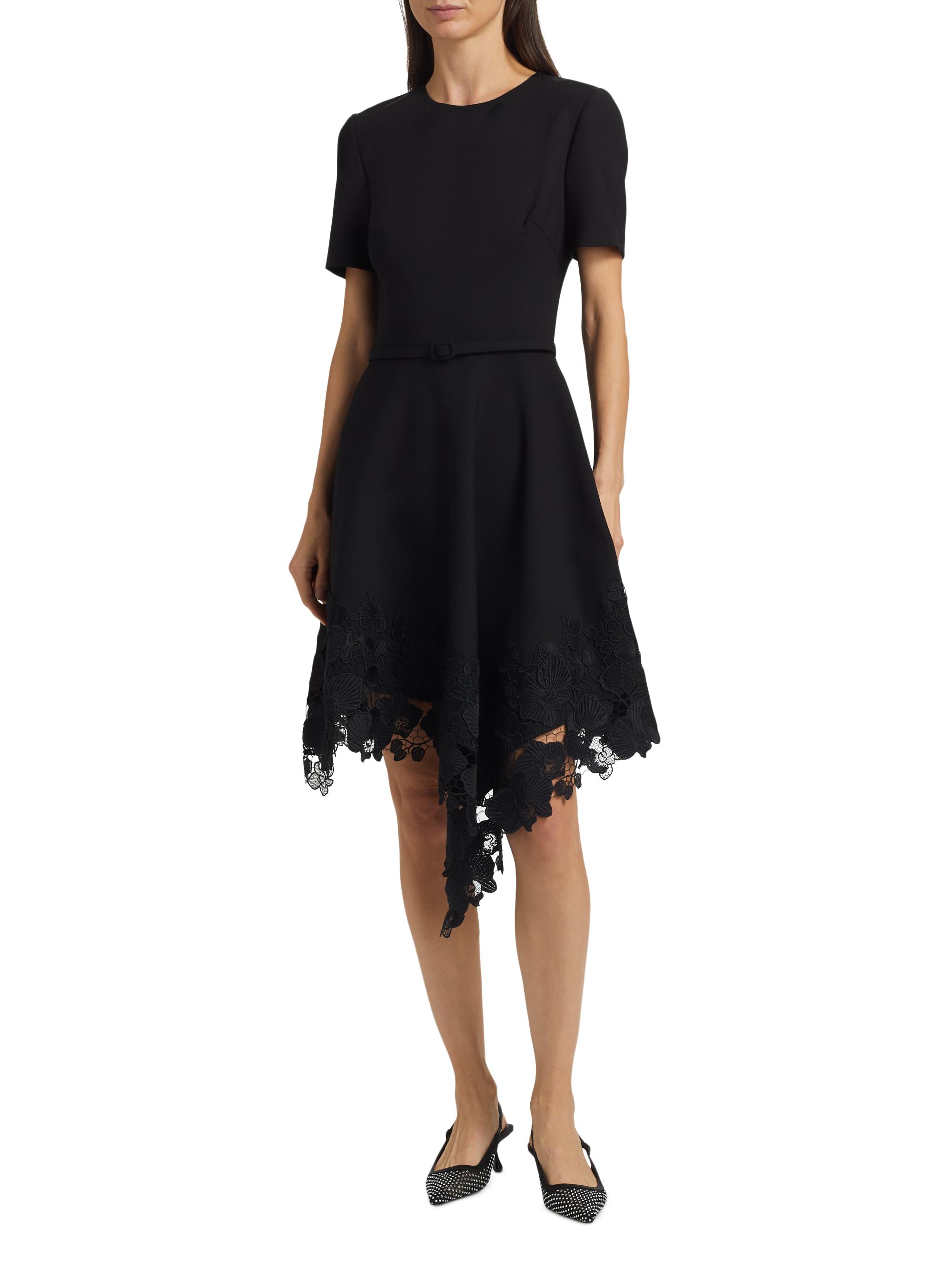 Oscar de la Renta Orchid Guipure Lace-Hem Dress | Saks Fifth