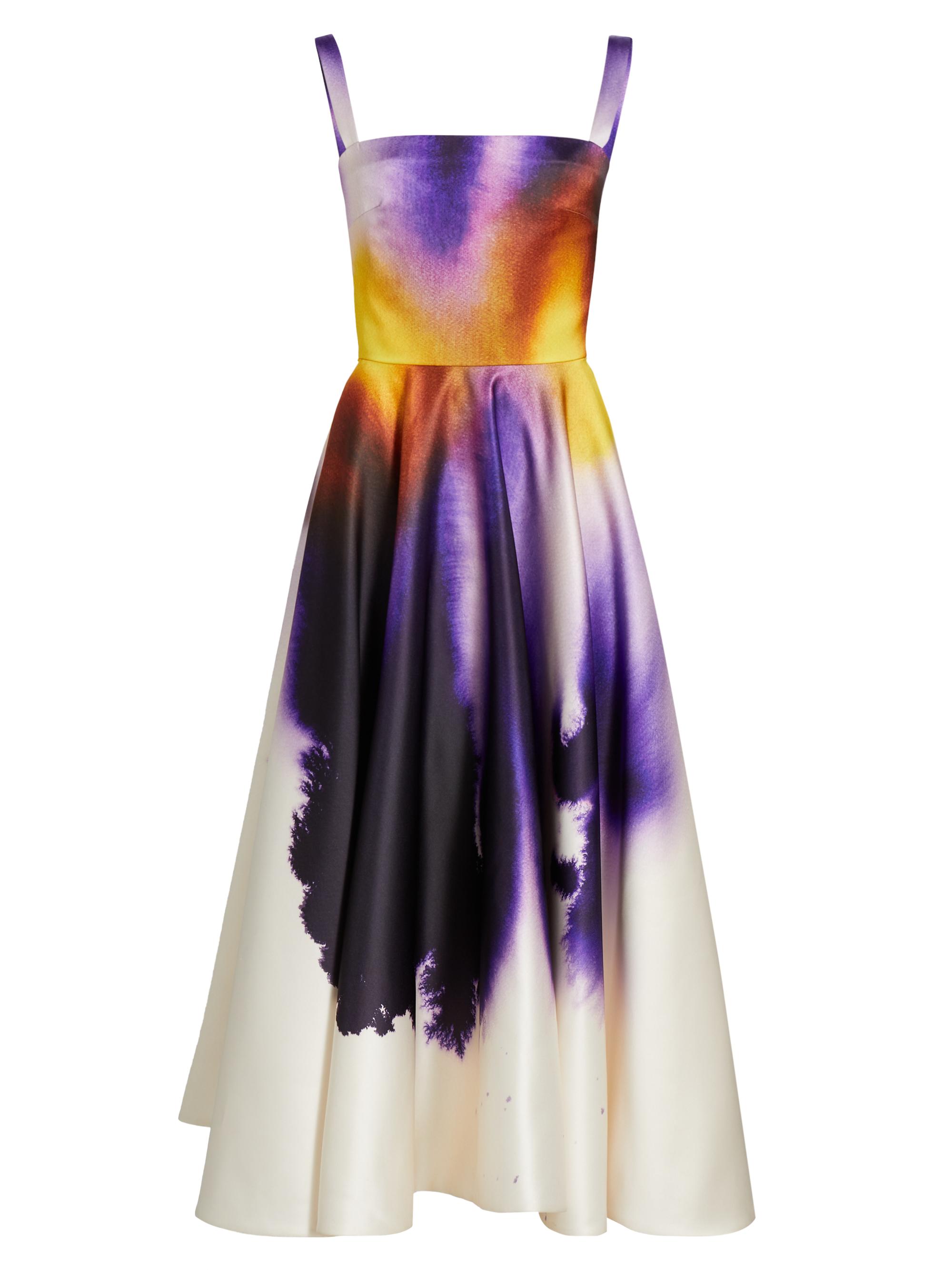 Oscar de la Renta Women's Abstract Orchid Satin Cocktail Dress - Violet