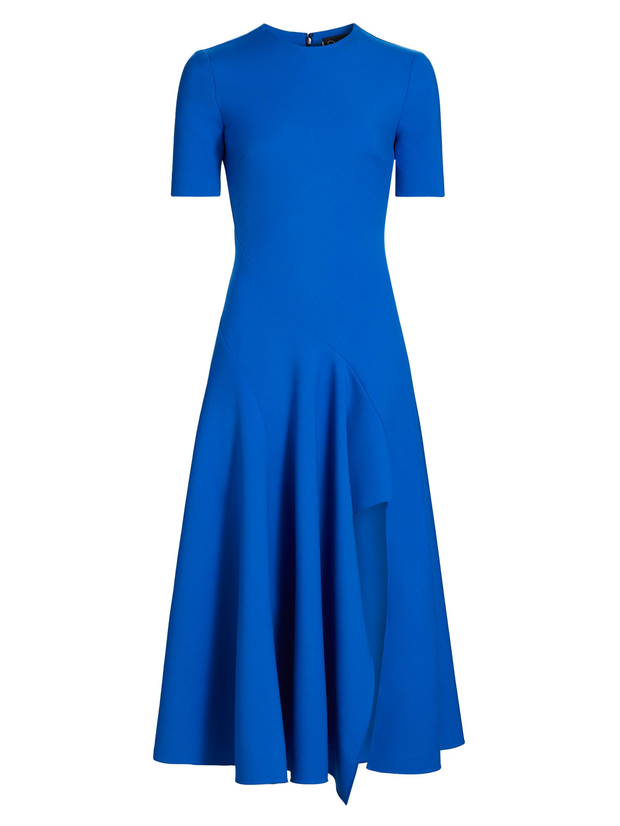 Oscar de la Renta Women's Wave Seam Wool Midi-Dress - Lapis