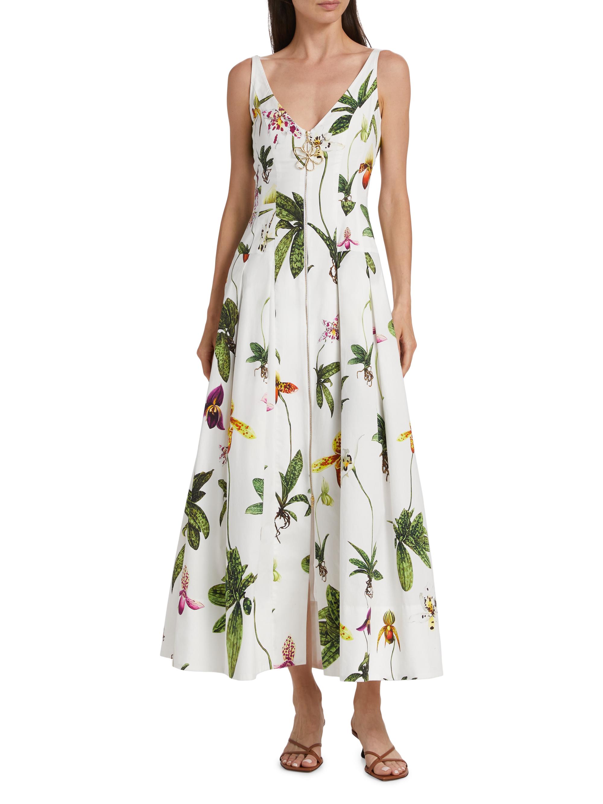 Oscar de la Renta Orchid Poplin Zip-Front Cocktail Dress | Saks Fifth Avenue