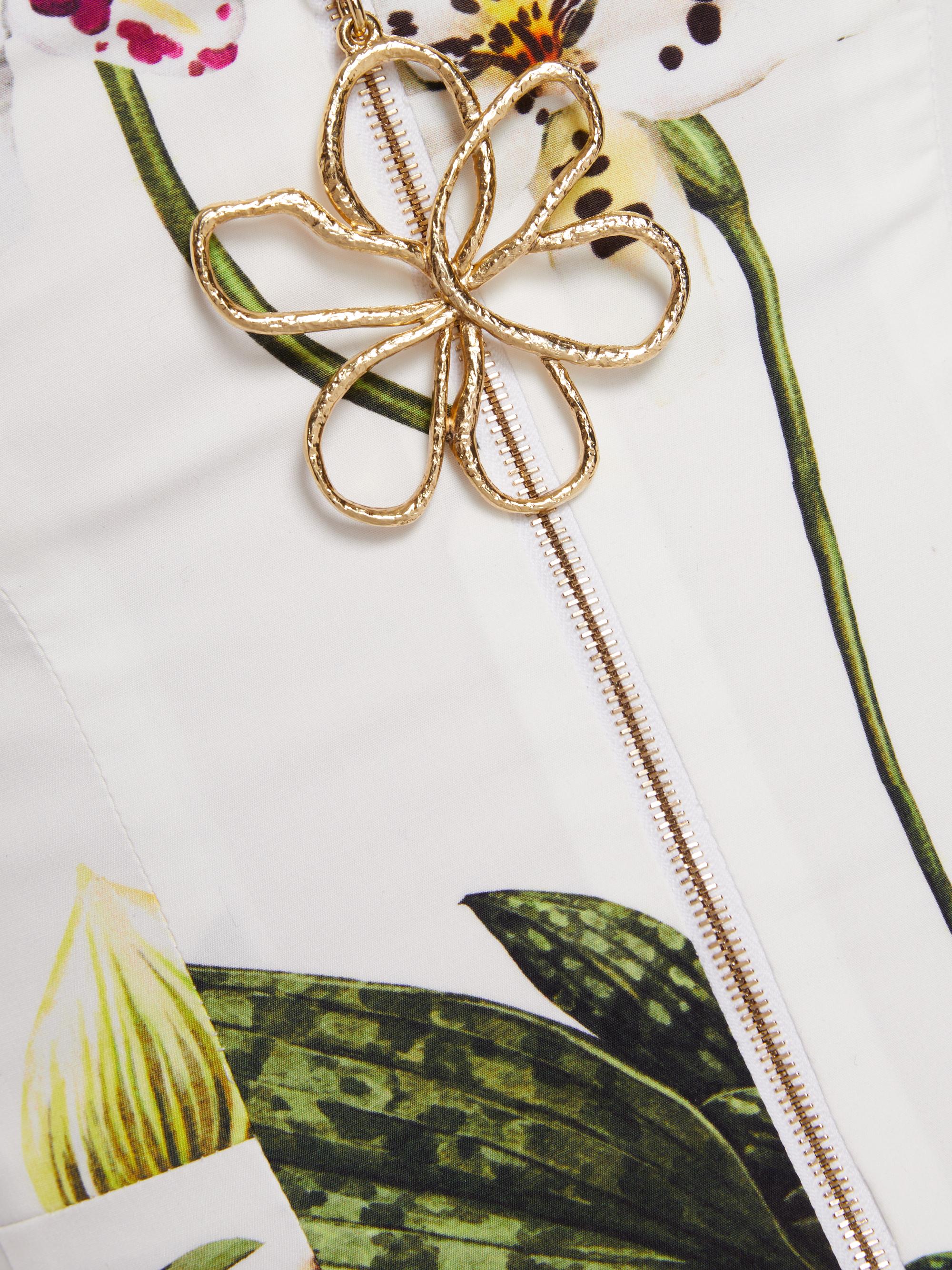 Oscar de la Renta Orchid Poplin Zip-Front Cocktail Dress | Saks