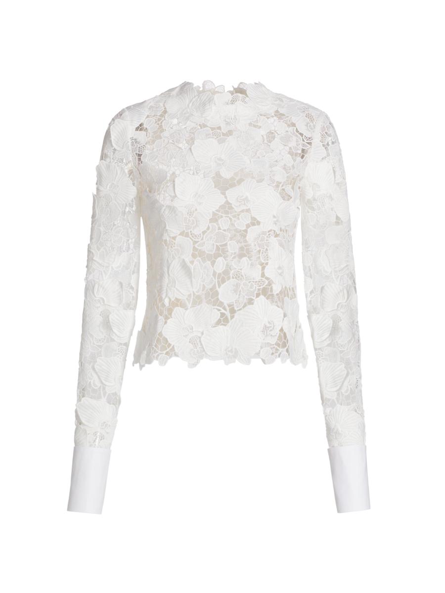 Oscar de la Renta Guipure Lace Top | Saks Fifth Avenue