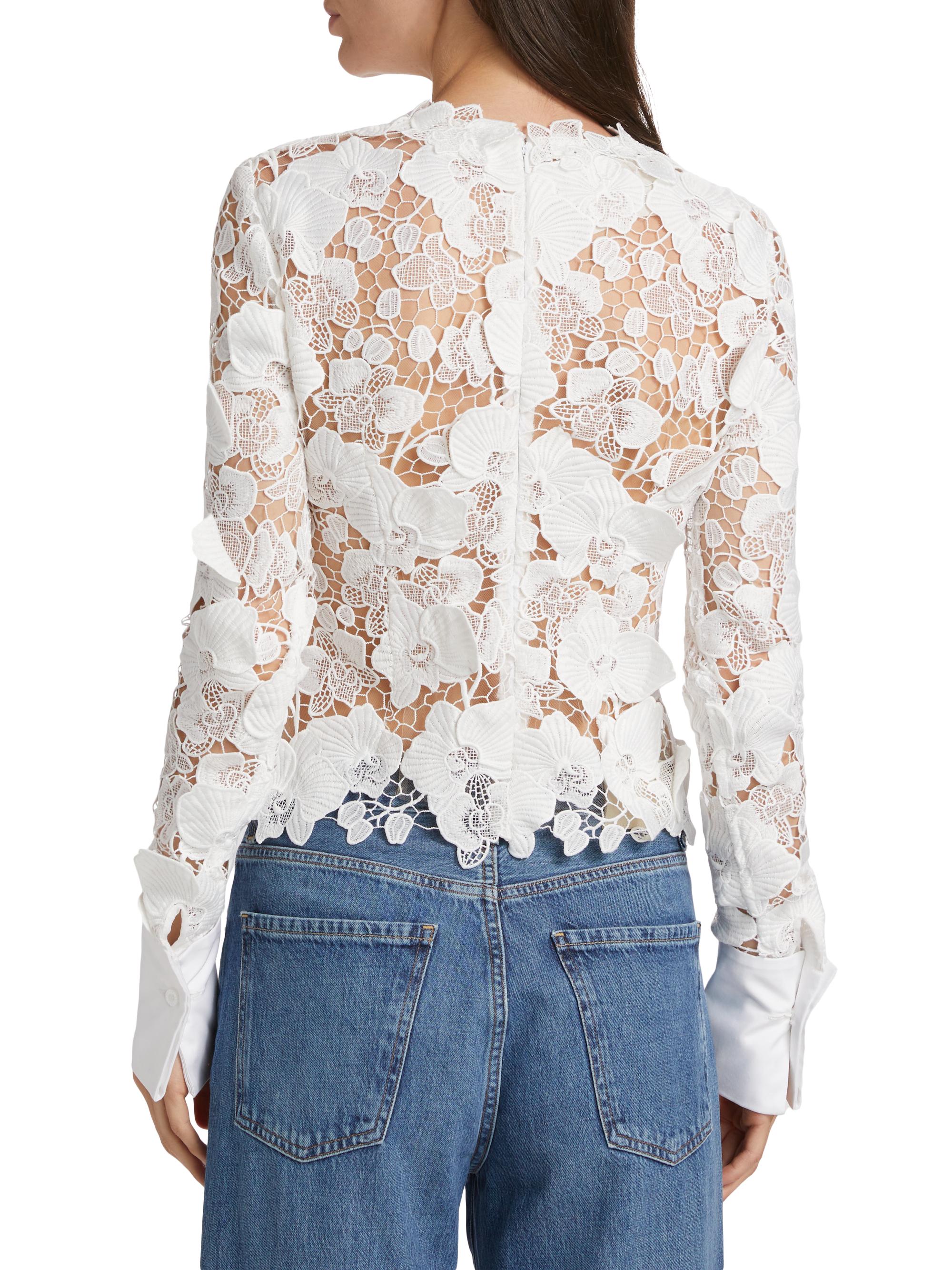 Oscar de la Renta Guipure Lace Top | Saks Fifth Avenue