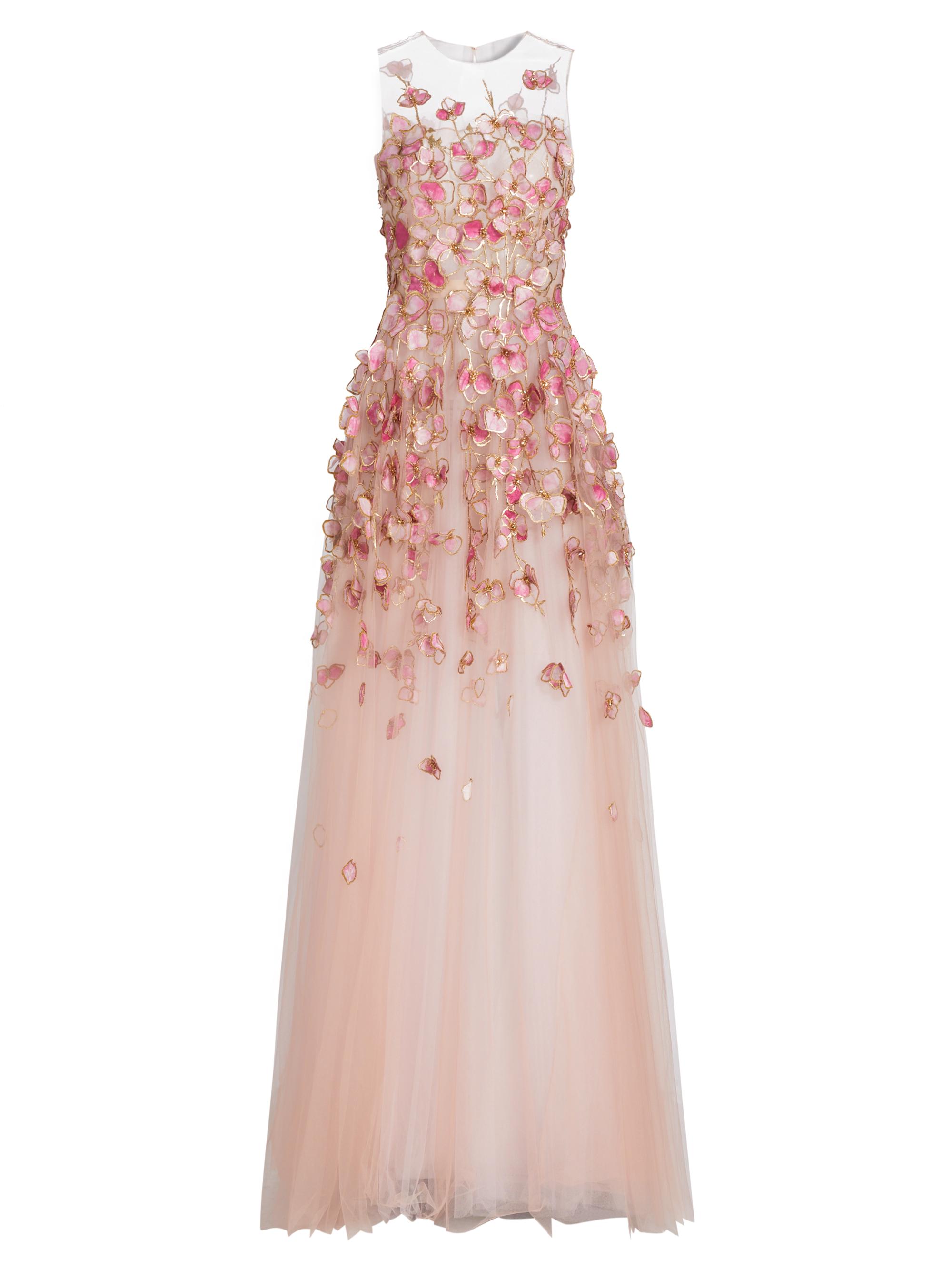 Oscar de la Renta Women's Orchid Organza A-Line Gown - Pink