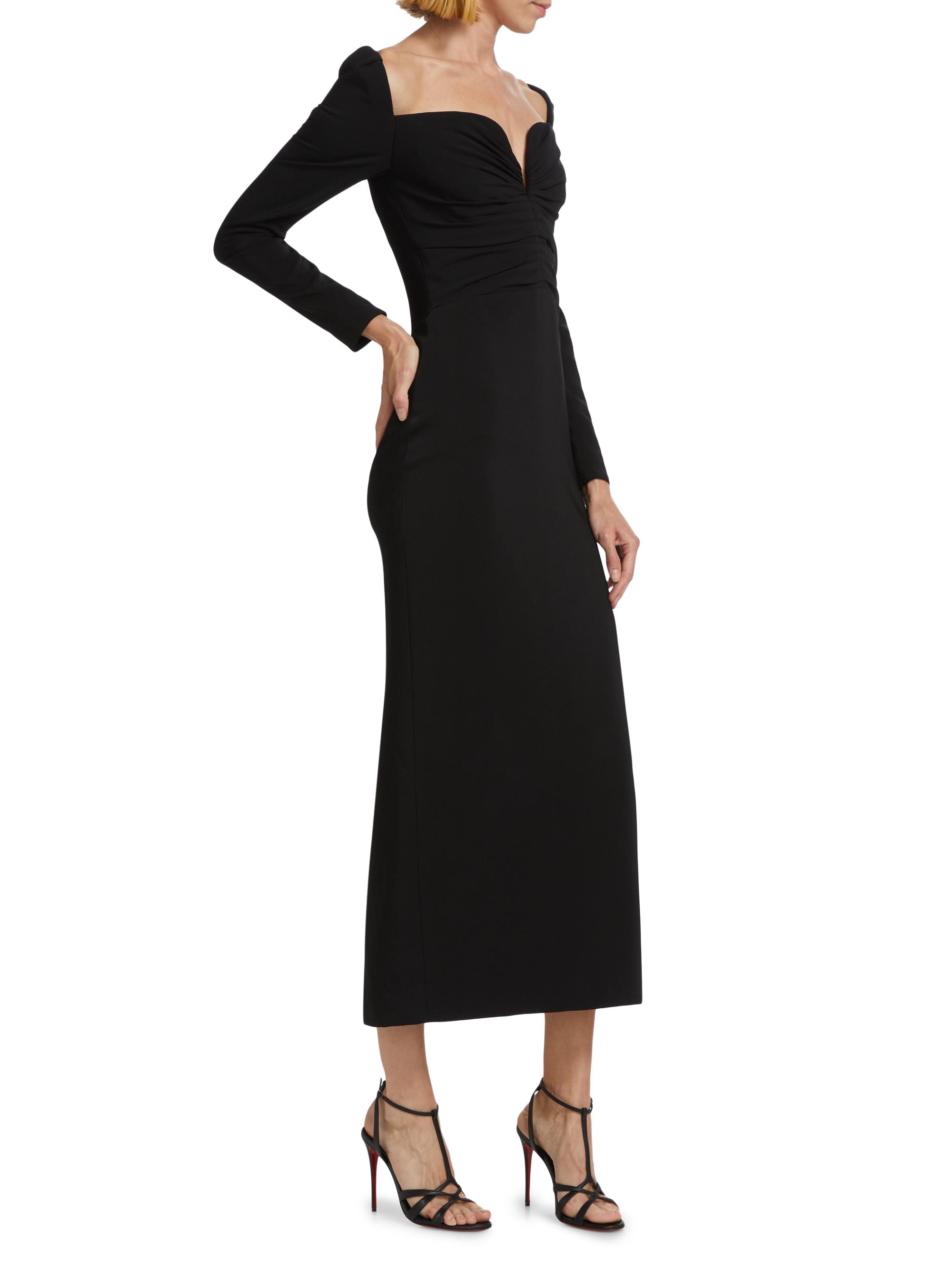 Oscar de la Renta Sweetheart Long-Sleeve Midi Dress | Saks Fifth