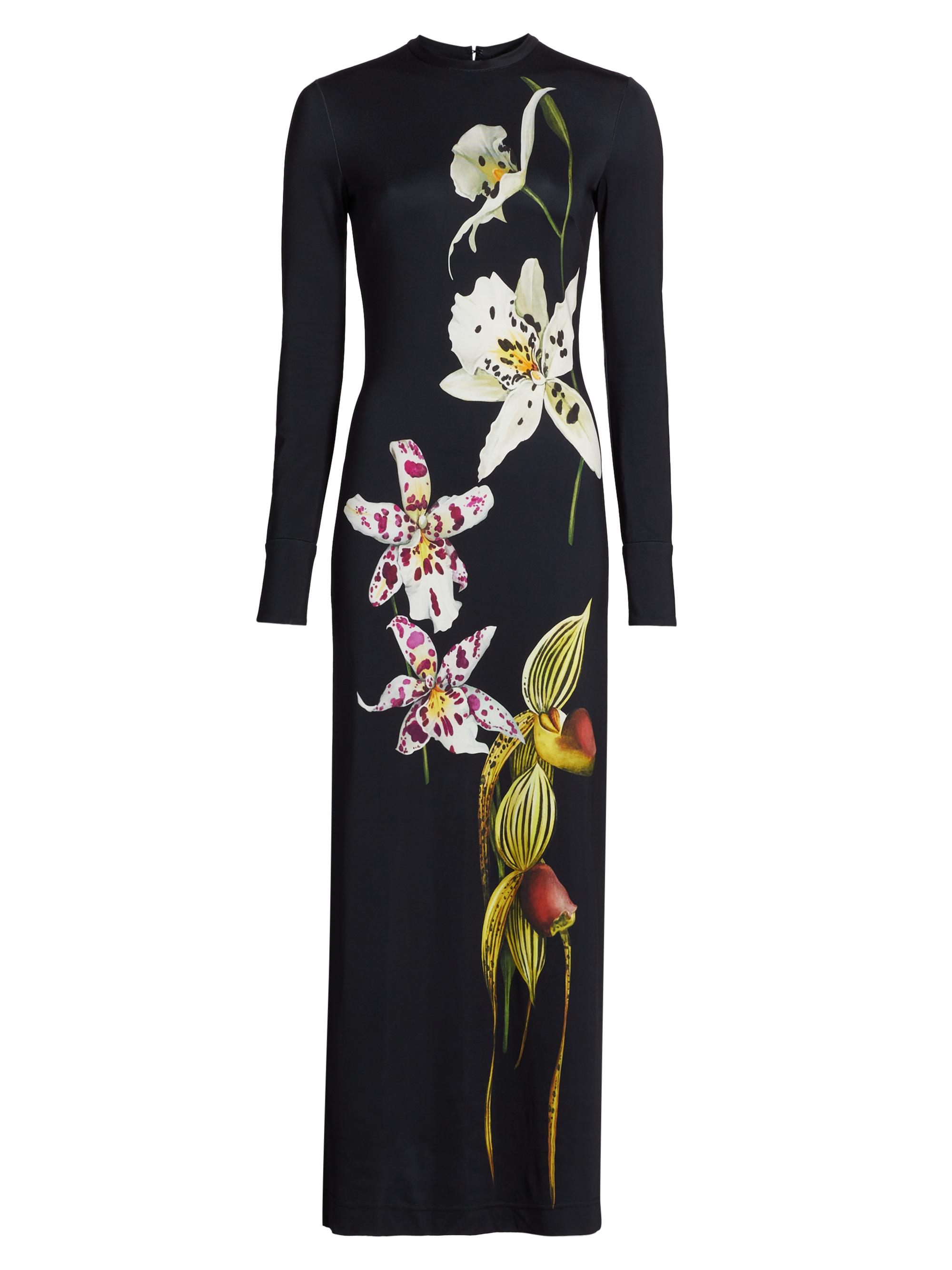 Oscar de la Renta Women's Floral Jersey Maxi Dress - Dark Navy Multi