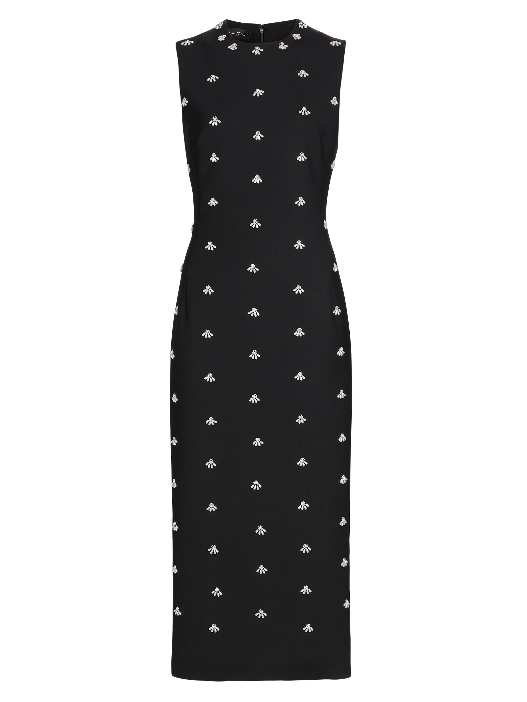 Oscar de la Renta Wool Faux-Pearl Sleeveless Midi-Dress | Saks