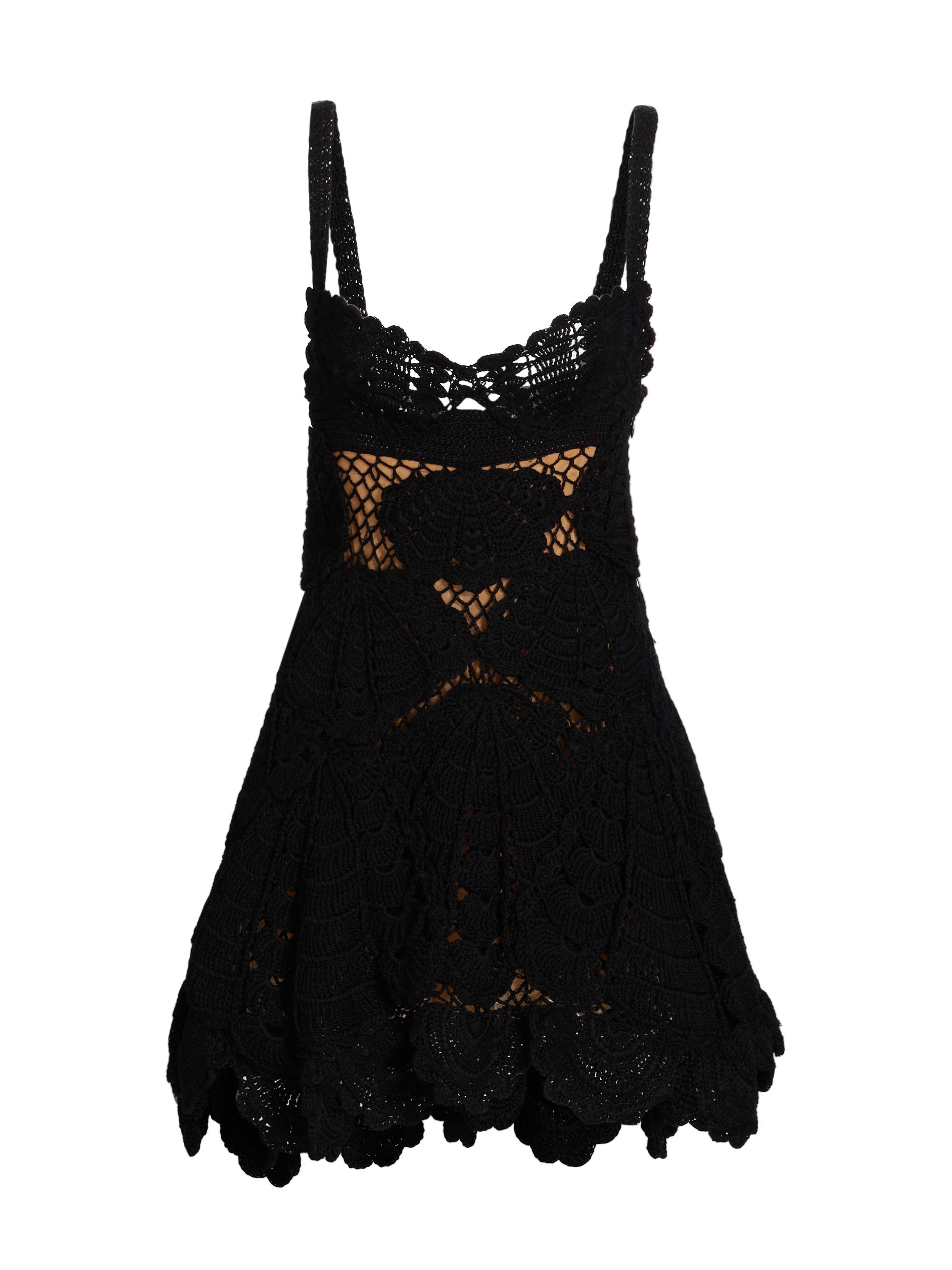 Oscar de la Renta Women's Shell Crochet Sweetheart Minidress - Black