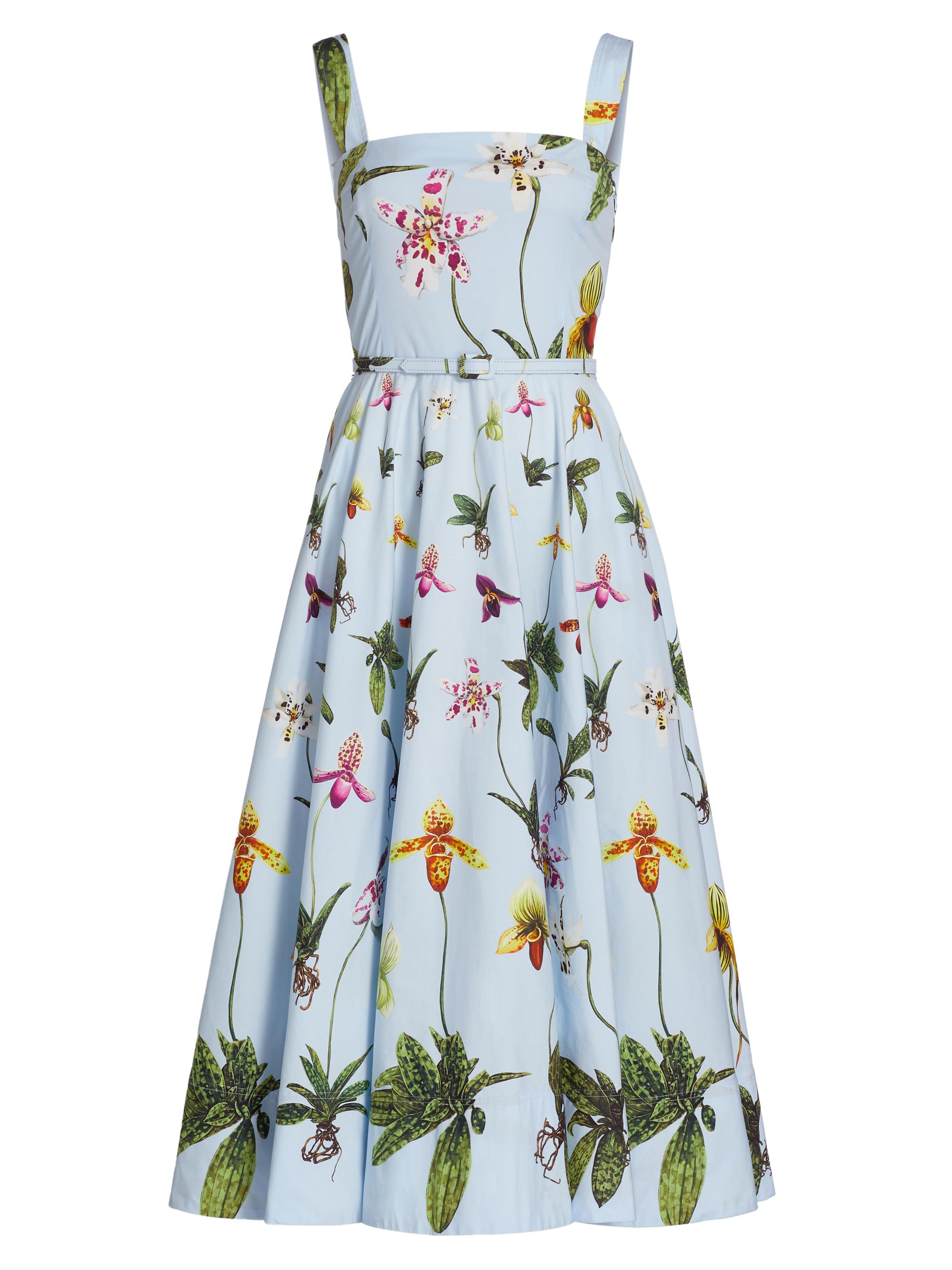 Renta Resort Oscar De La Renta Blue Floral Dress Oscar De La Renta