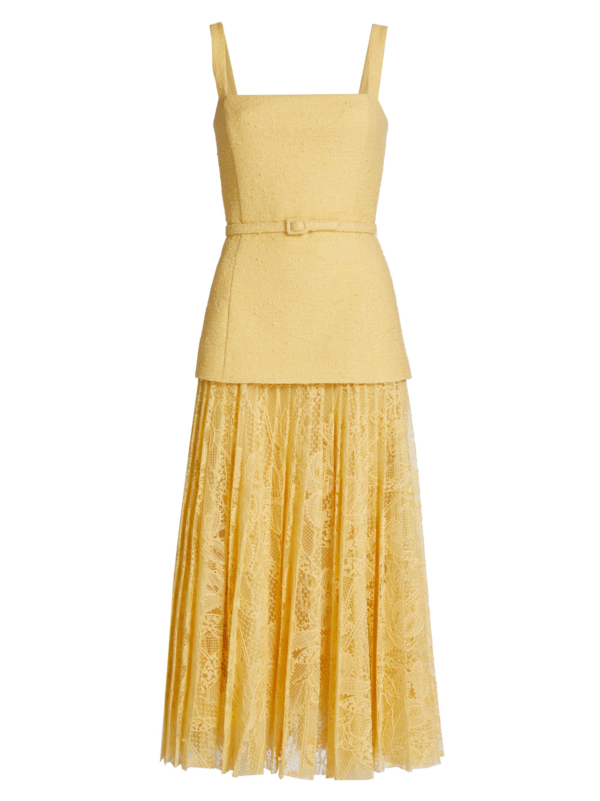 Oscar de la Renta Women's Orchid Guipure & Tweed Cocktail Dress - Banana