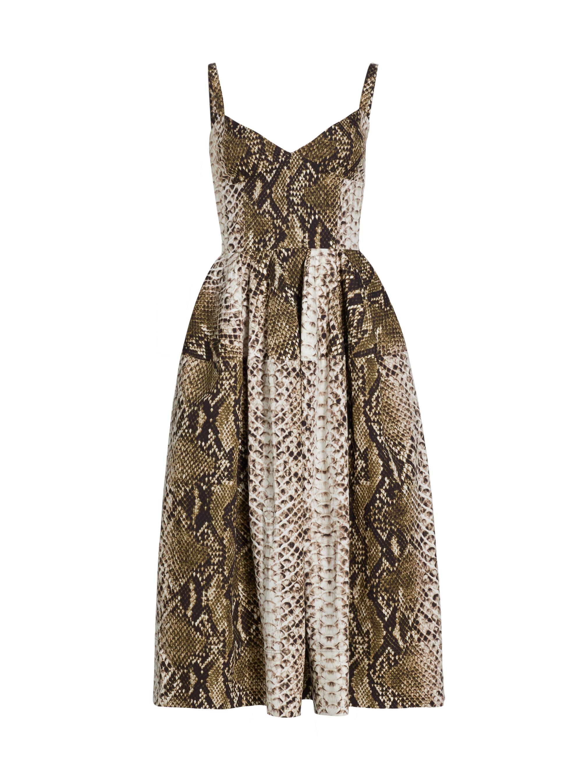 Oscar de la Renta Snakeskin Cotton Midi-Dress | Saks Fifth Avenue