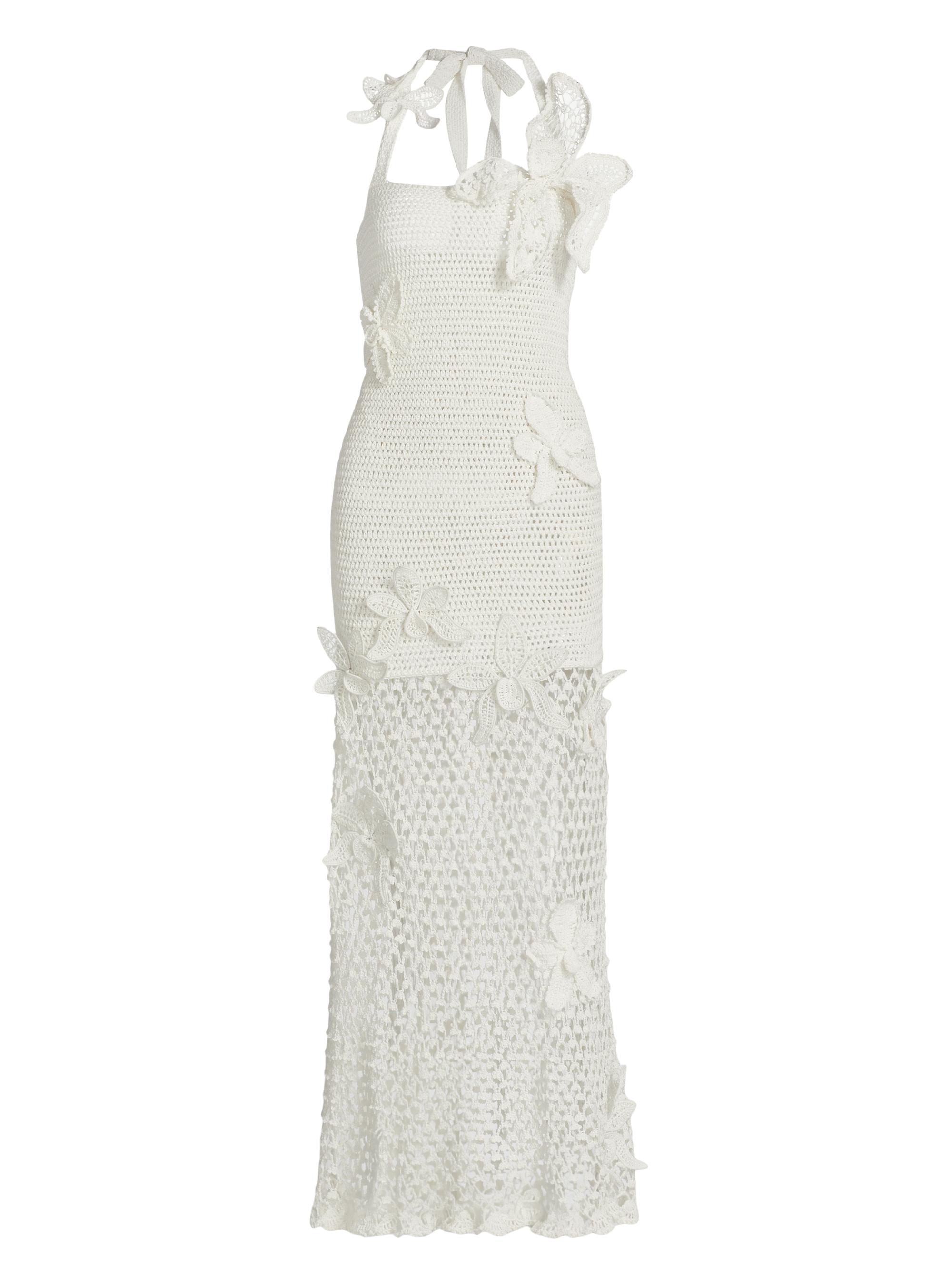 Oscar de la Renta Women's Crochet Orchid Halter Maxi Dress -