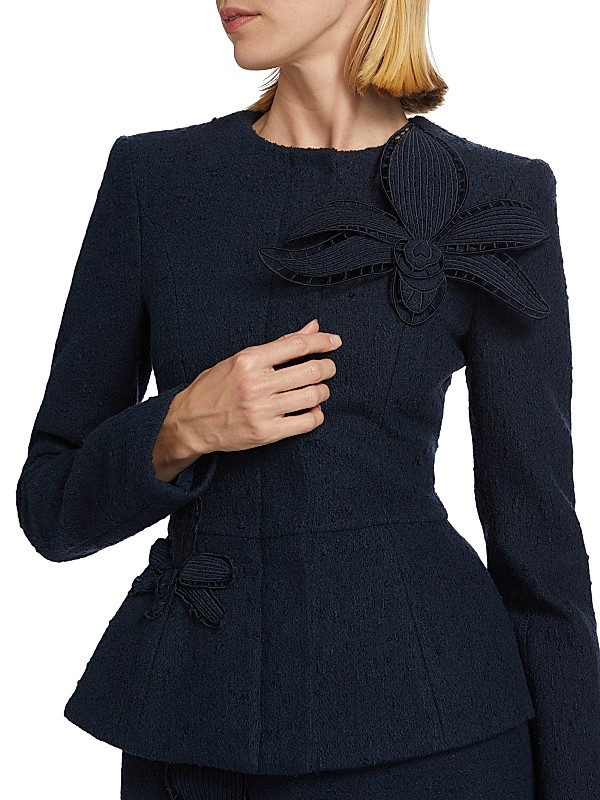 Shop Oscar de la Renta Tweed Appliqué Peplum Jacket | Saks Shop Oscar de la Renta Tweed Appliqué Peplum Jacket | Saks