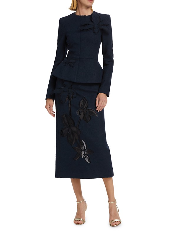 Shop Oscar de la Renta Tweed Appliqué Peplum Jacket | Saks Shop Oscar de la Renta Tweed Appliqué Peplum Jacket | Saks