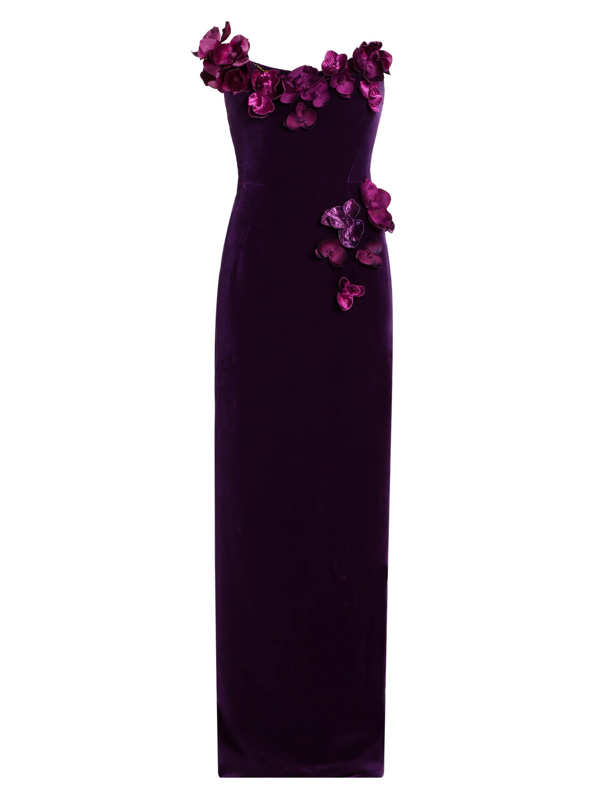Oscar de la Renta Orchid Embroidered Velvet Gown Saks Fifth