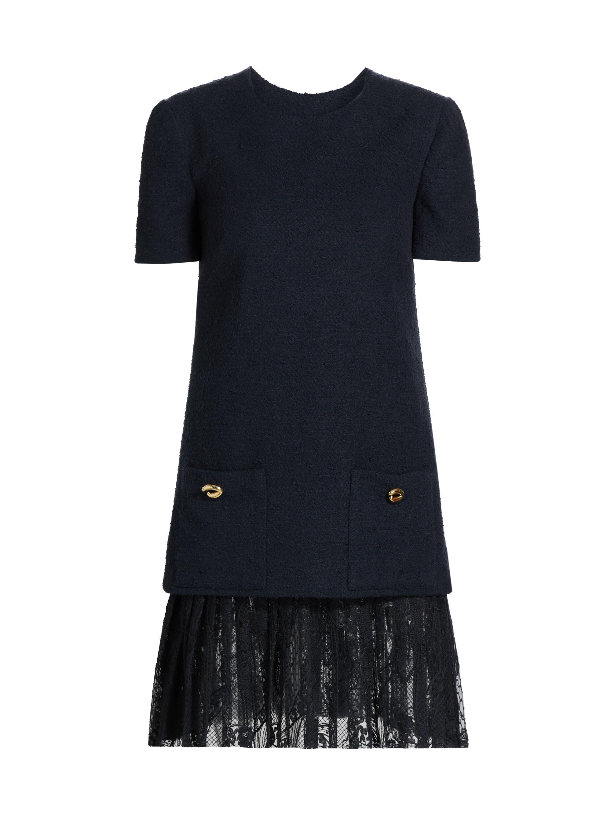 Oscar de la Renta Women's Tweed Lace Shift Minidress - Navy