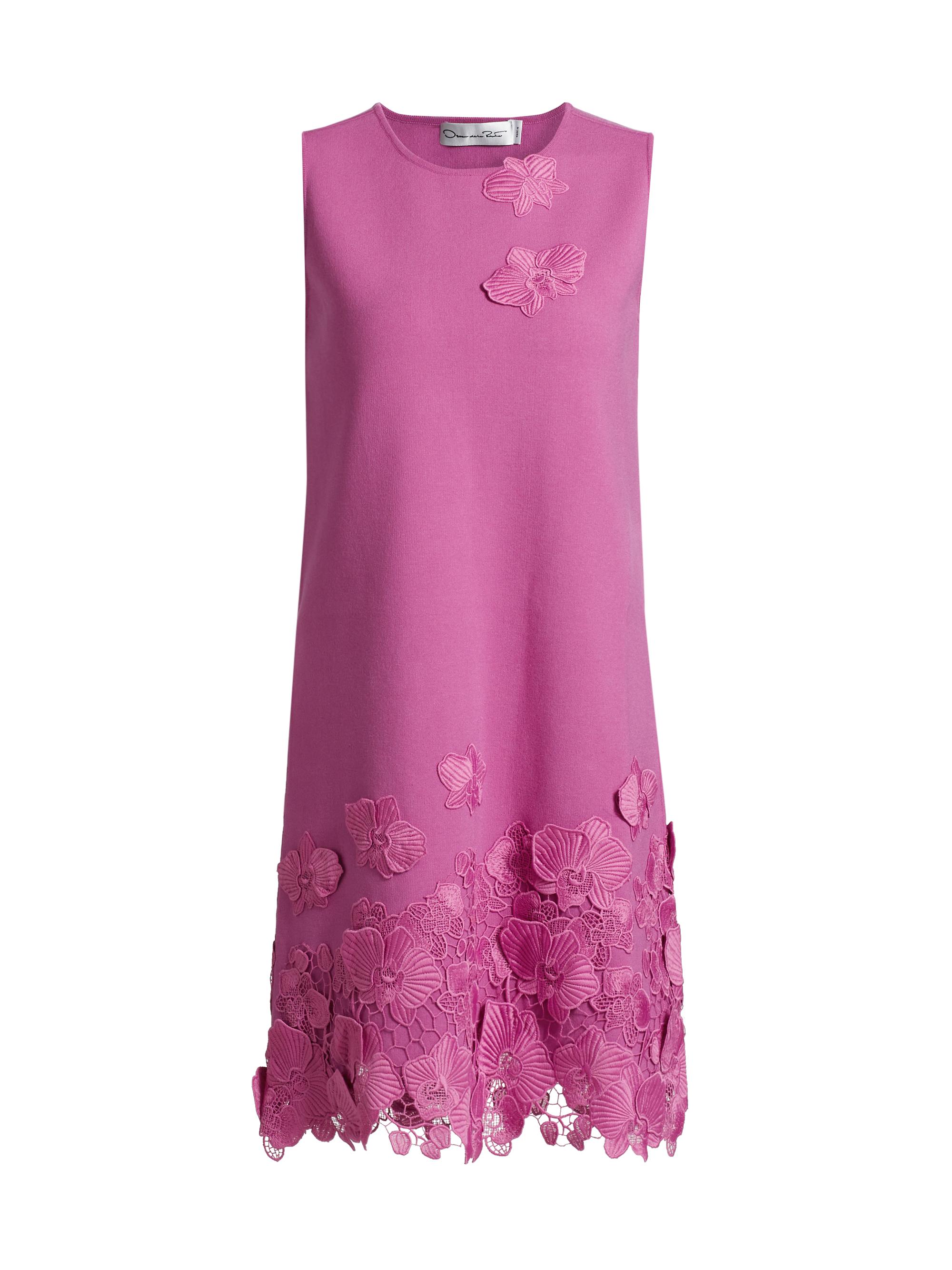 Oscar de la Renta Women's Lace Appliqué Trapeze Minidress - Rosehip