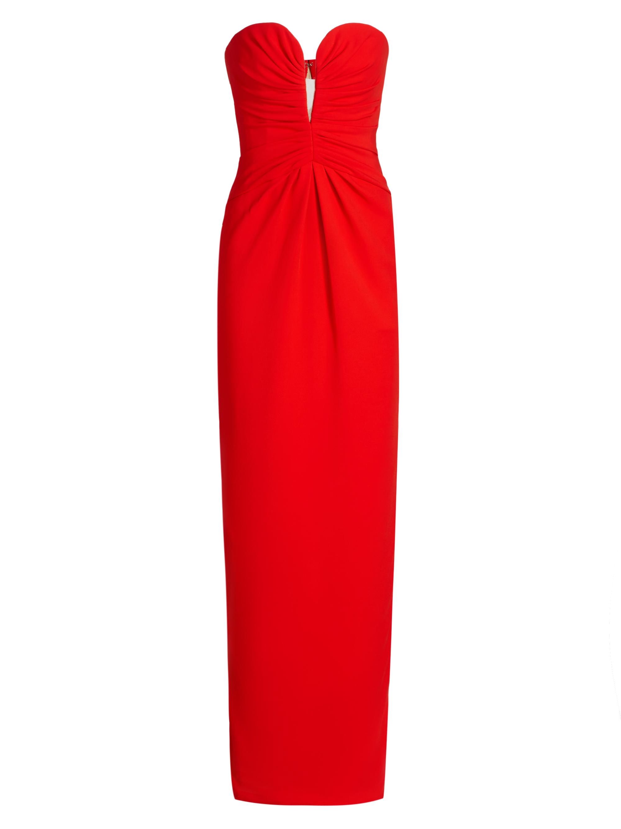 Oscar de la Renta Women's Ruched Strapless Gown - Vermilion