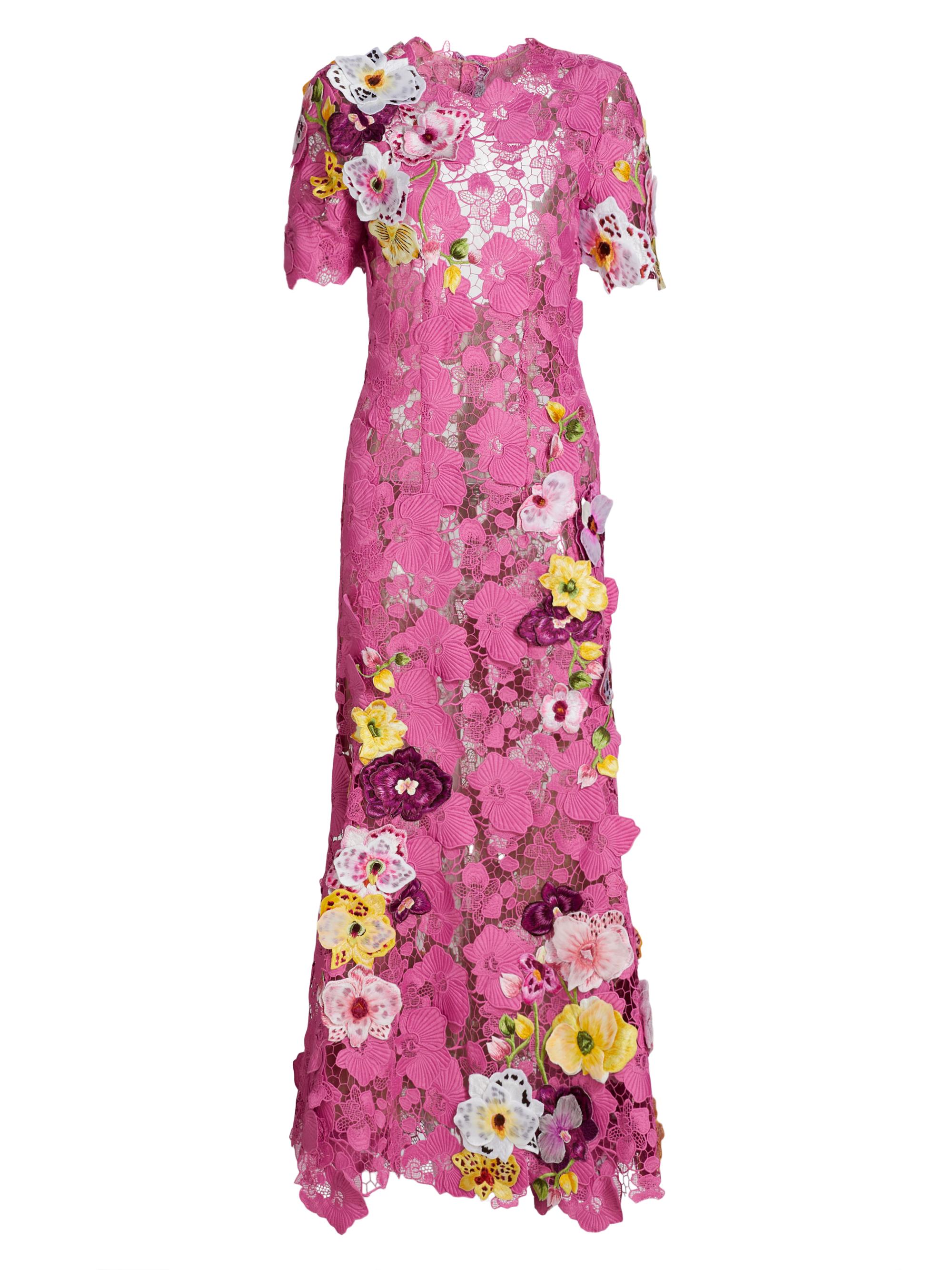 oscar de la renta orchid embroidered cocktail dress Oscar De La Renta Orchid Embroidered Lace Cocktail Dress - Black - 30% Off