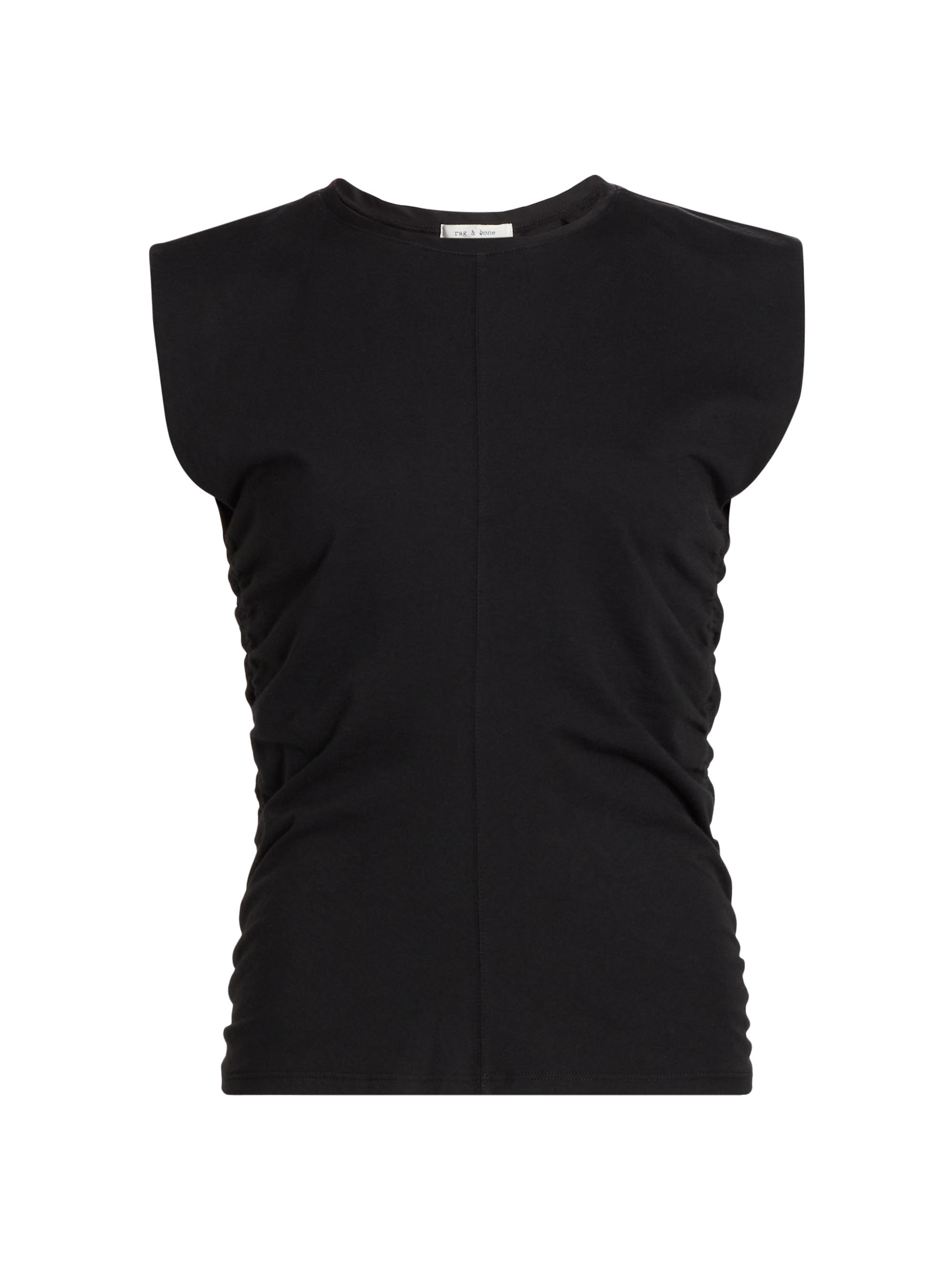 rag & bone Women's Juliet Smocked Cotton Tank Top - Black