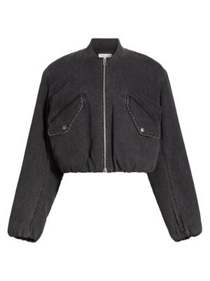 rag & bone Women's Maggie Cotton-Blend Crop Bomber Jacket - Anglique