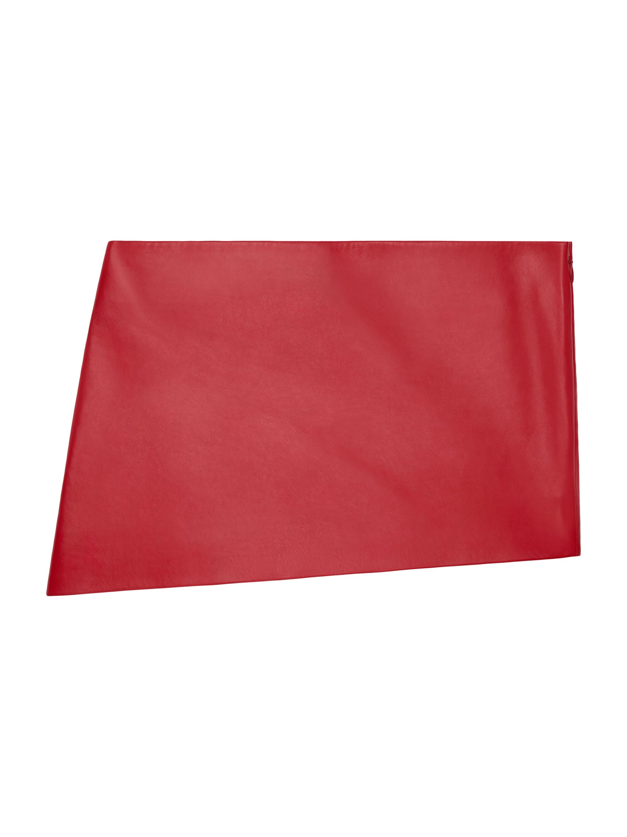 Givenchy Women's Mini Asymmetric Skirt in Leather - Red Cherry
