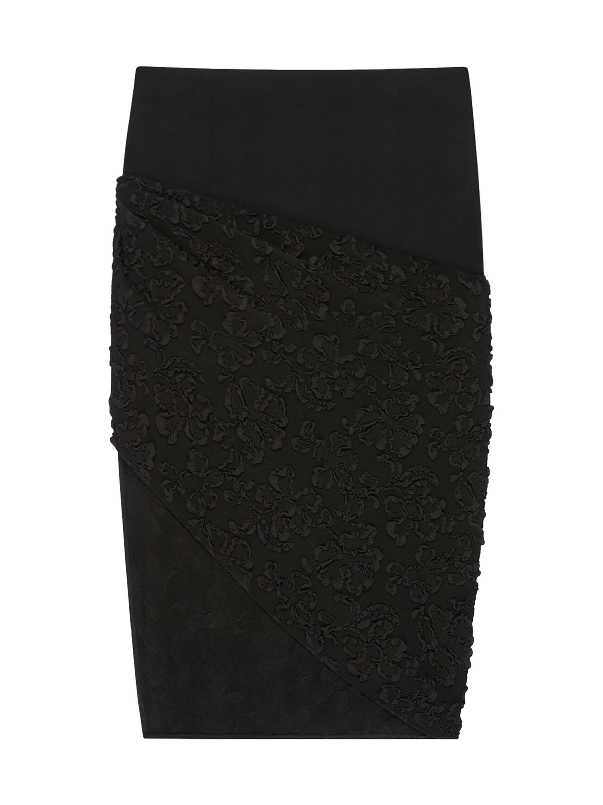 Givenchy Women's Floral Pattern Asymmetric Draped Skirt - Black
